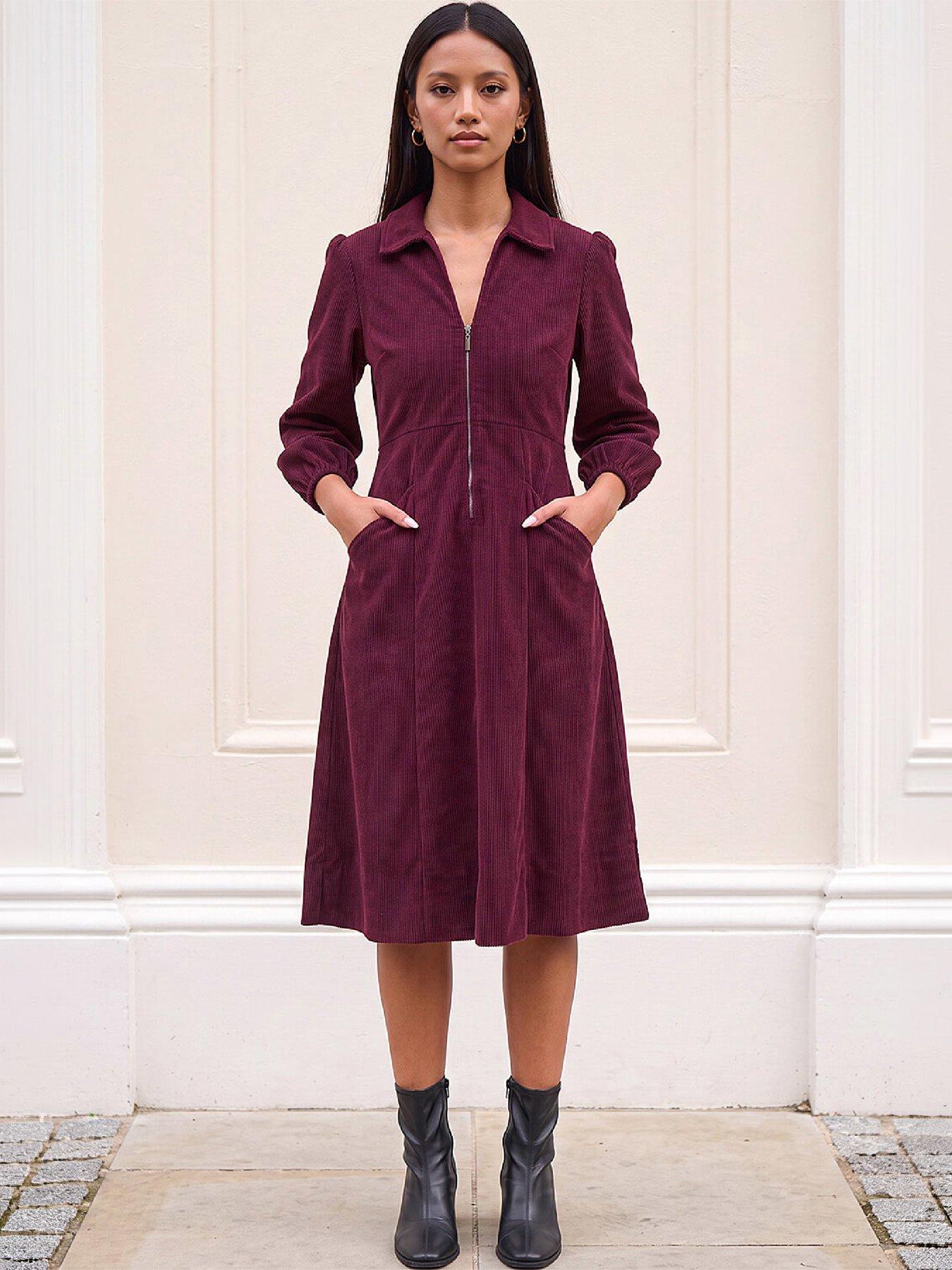 Image 4 of 4 of Roman Petite Zip Front Cord Dress