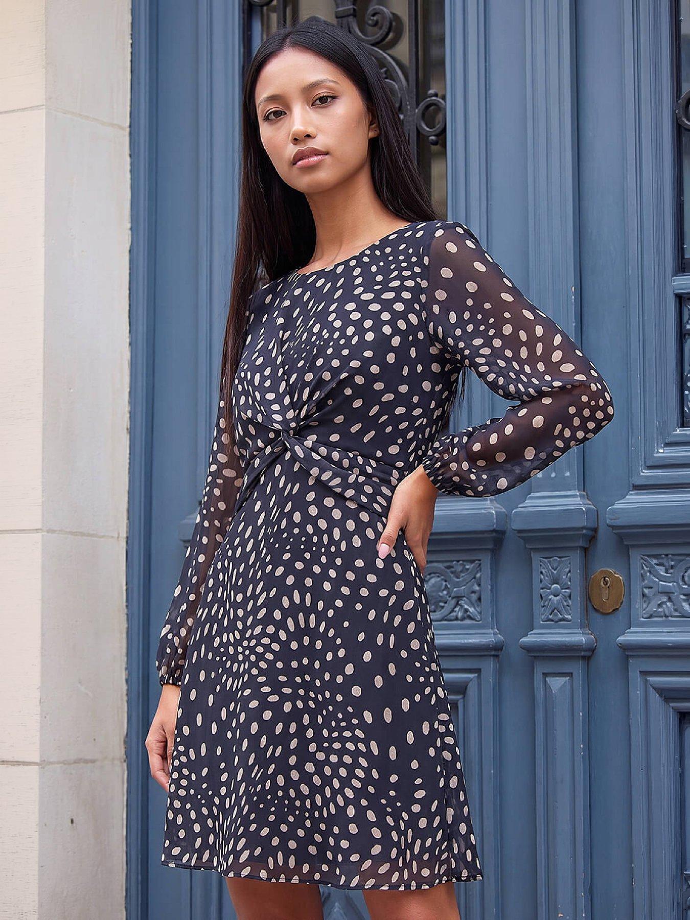 Image 1 of 3 of Roman Petite Twist Front Dress