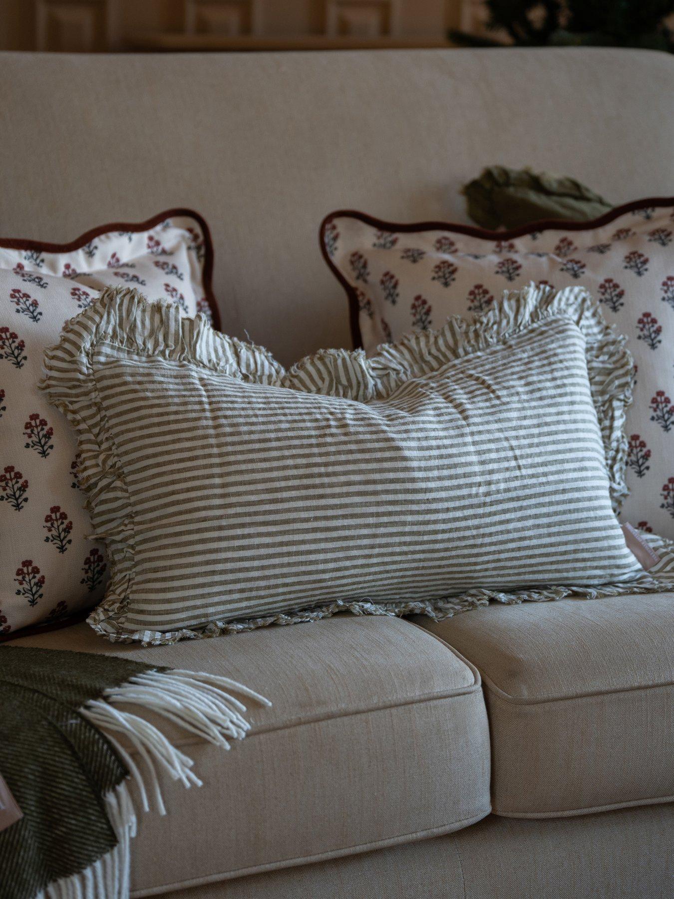 Image 1 of 3 of Ellenvale Interiors Hallie Stripe Ruffle Cushion Cover 50x30