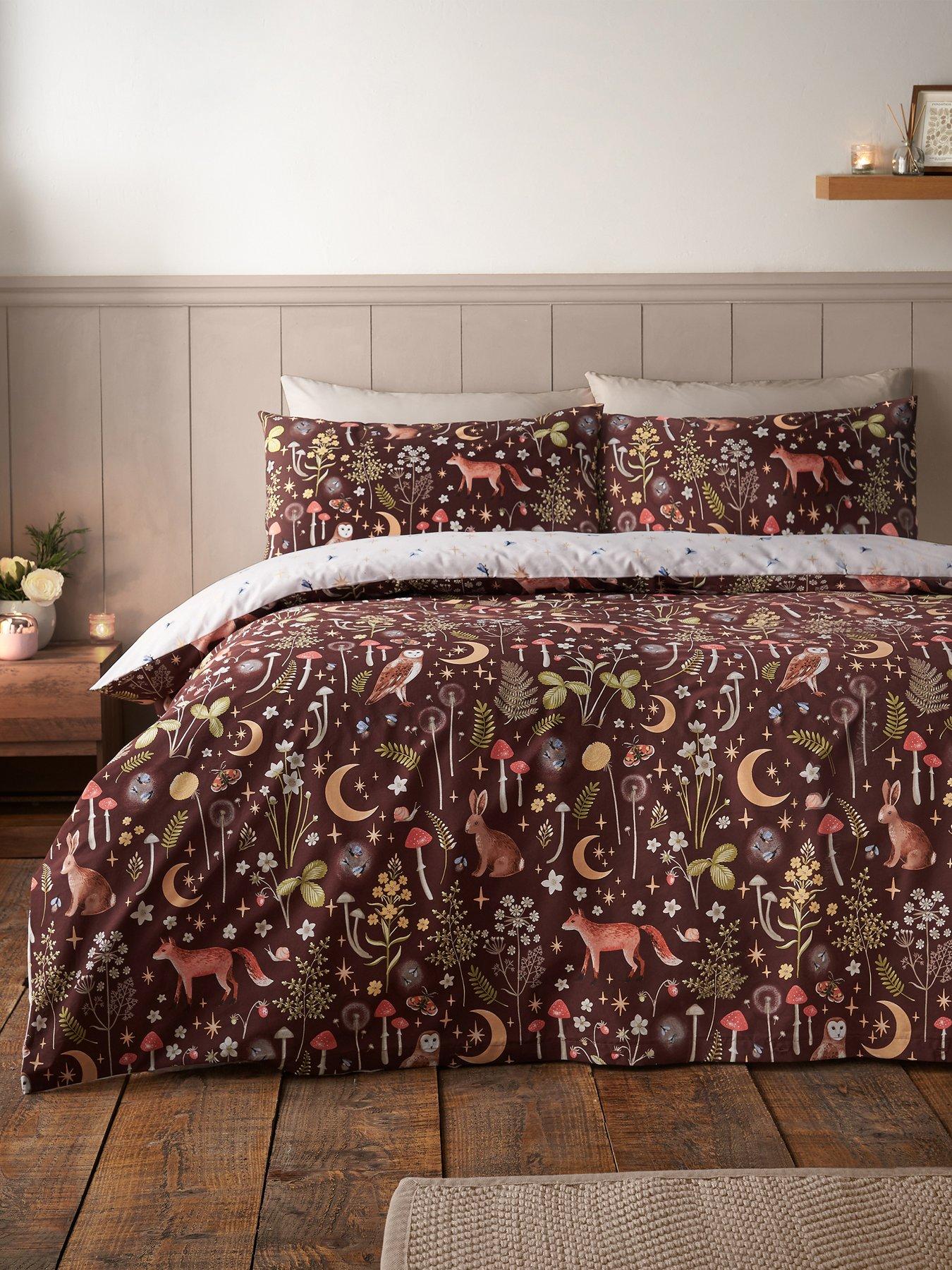 B&Q -  Enchanted Twilight Animals Reversible King Duvet Cover Set With Pillowcases Chocolate - Image 11