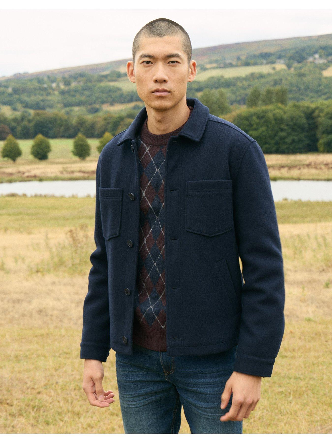 Image 1 of 5 of Threadbare Mens Faux Wool Collared Patch Pocket Jacket - Navy