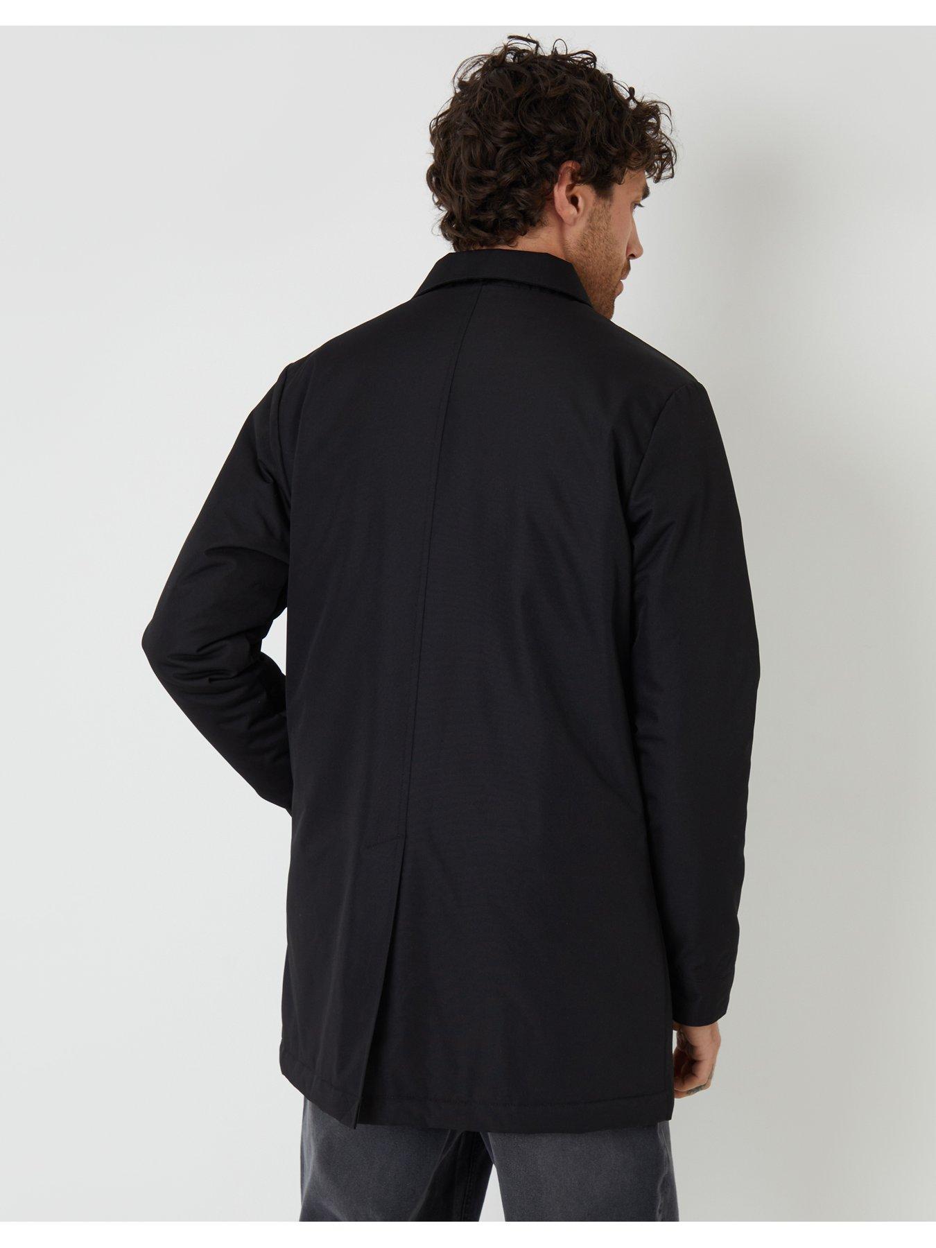 Image 2 of 4 of Threadbare Showerproof Collared Longline Mac With Padding In Black