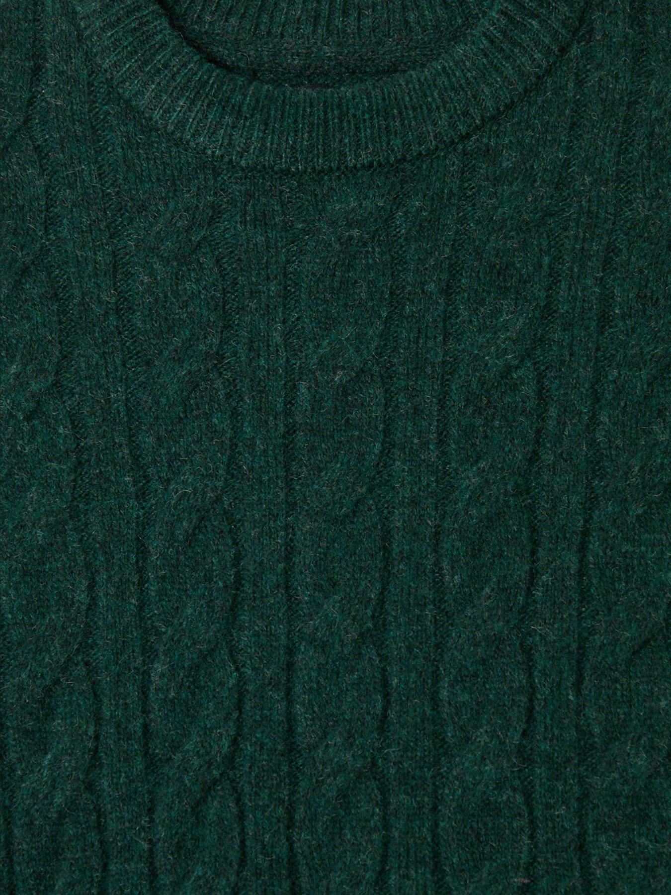 Image 5 of 5 of Threadbare Mens Cable Knit Crew Neck Jumper - Green