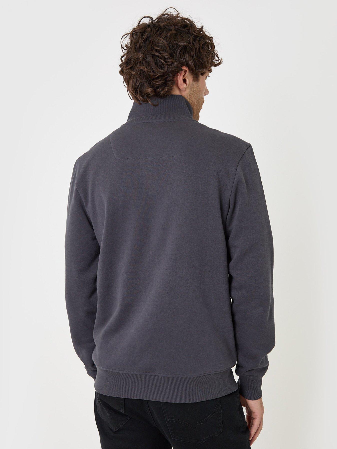 Image 2 of 4 of Threadbare Mens Quarter-Zip Funnel Neck Fleece Jumper - Charcoal
