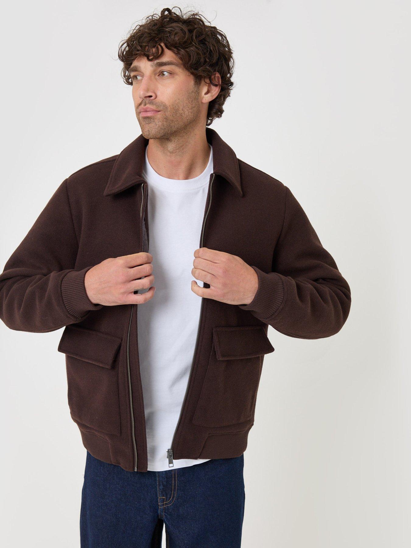 Image 5 of 5 of Threadbare Mens Leksa Zip-Through Point Collar Jacket - Chocolate