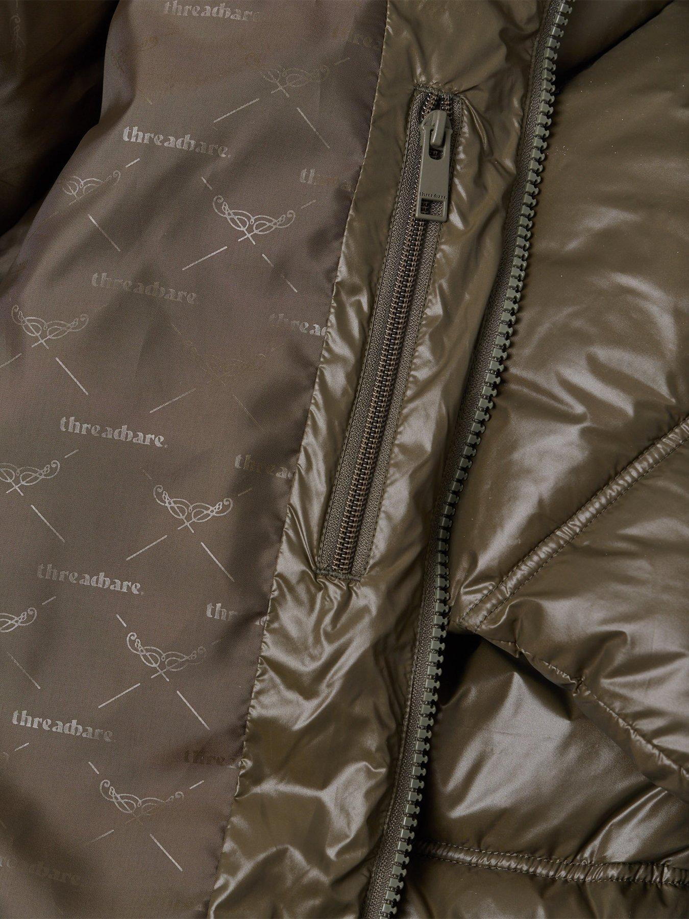 Image 6 of 6 of Threadbare Mens Padded Hooded High Shine Puffer Jacket - Green