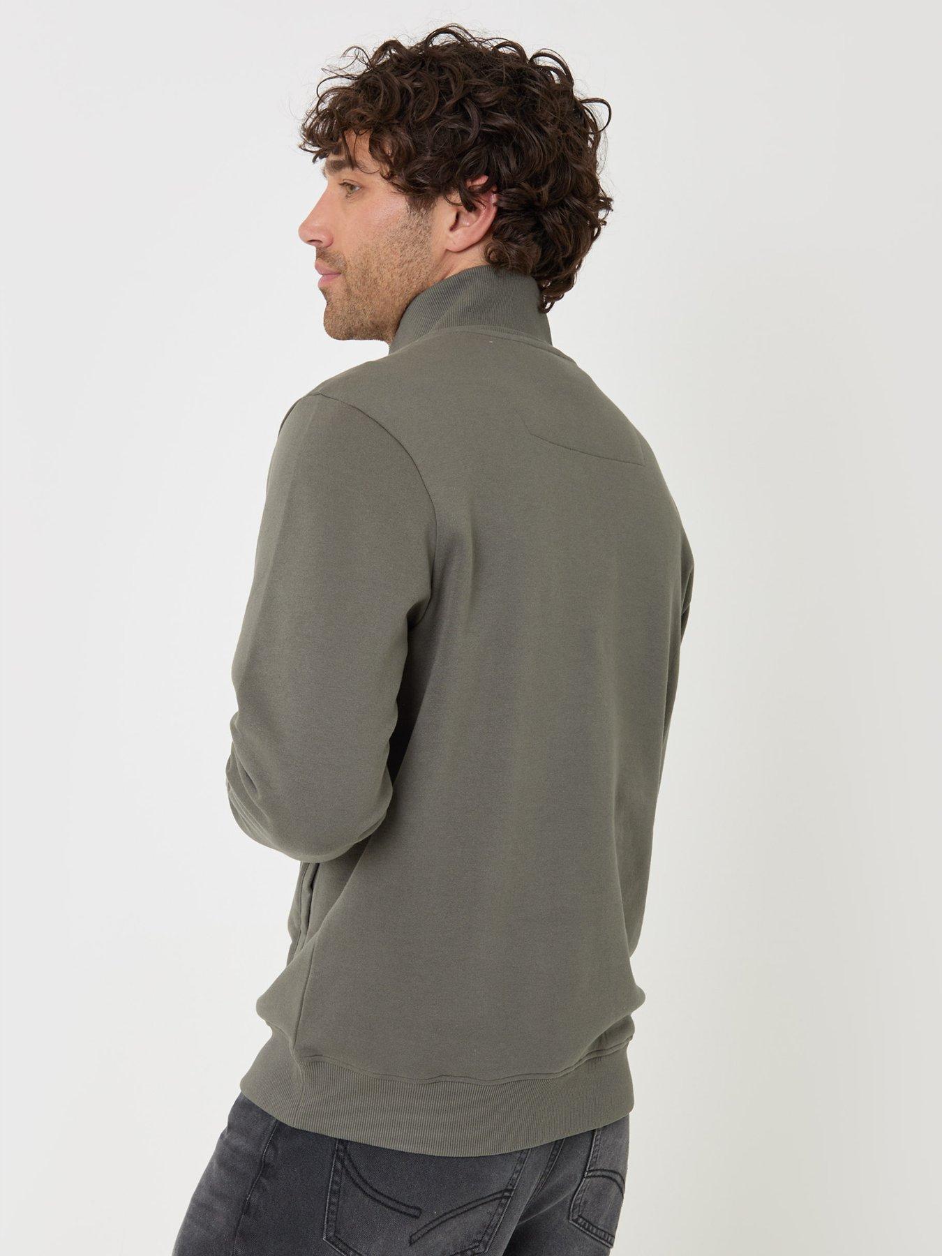 Image 2 of 4 of Threadbare Cotton Rich Quarter Zip Sweatshirt In Dark Sage