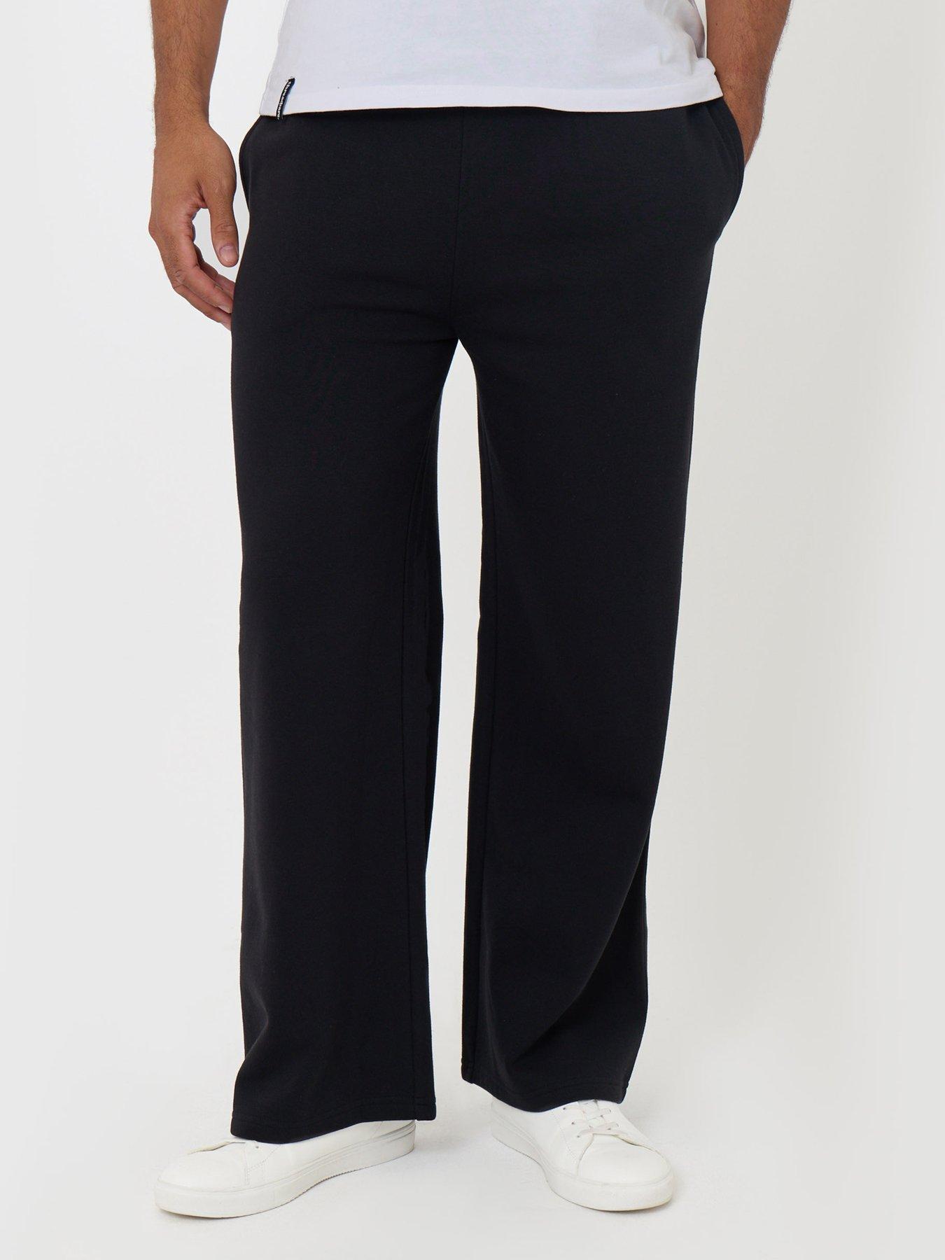 Image 1 of 4 of Threadbare Mens Wide Leg Fleece Elasticated Waist Baldwin Joggers - Black