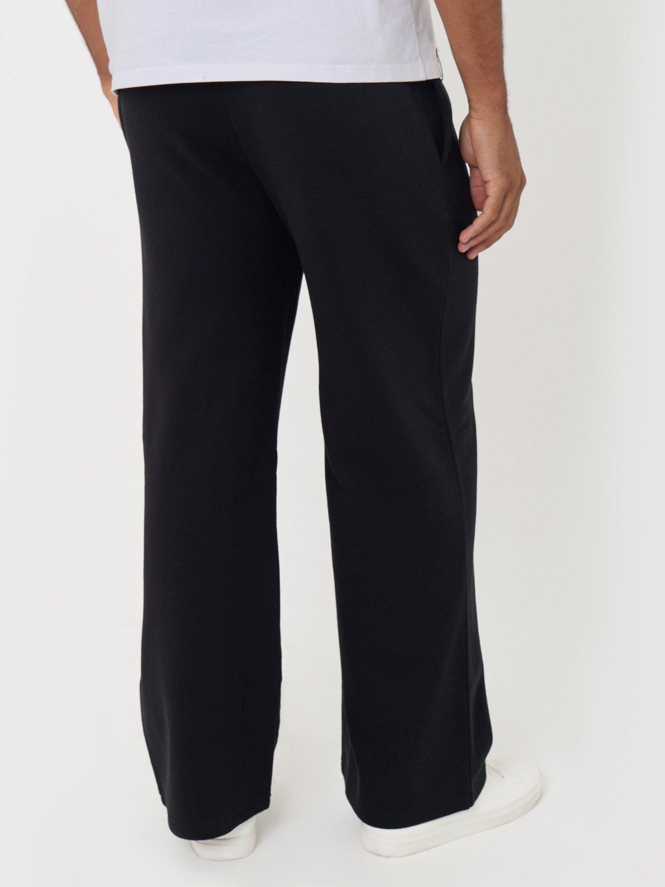 Image 2 of 4 of Threadbare Mens Wide Leg Fleece Elasticated Waist Baldwin Joggers - Black