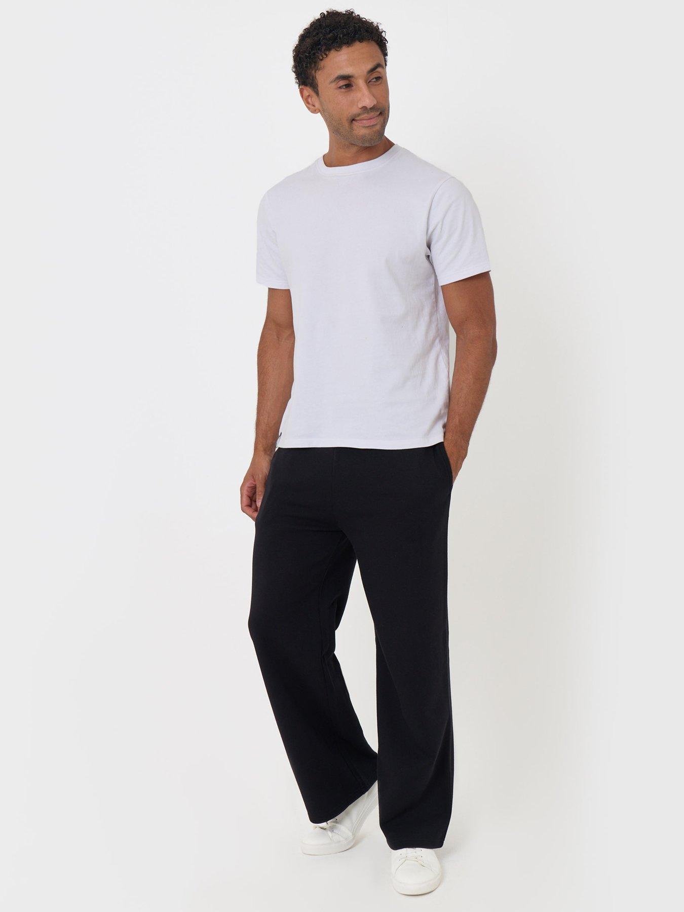 Image 3 of 4 of Threadbare Mens Wide Leg Fleece Elasticated Waist Baldwin Joggers - Black