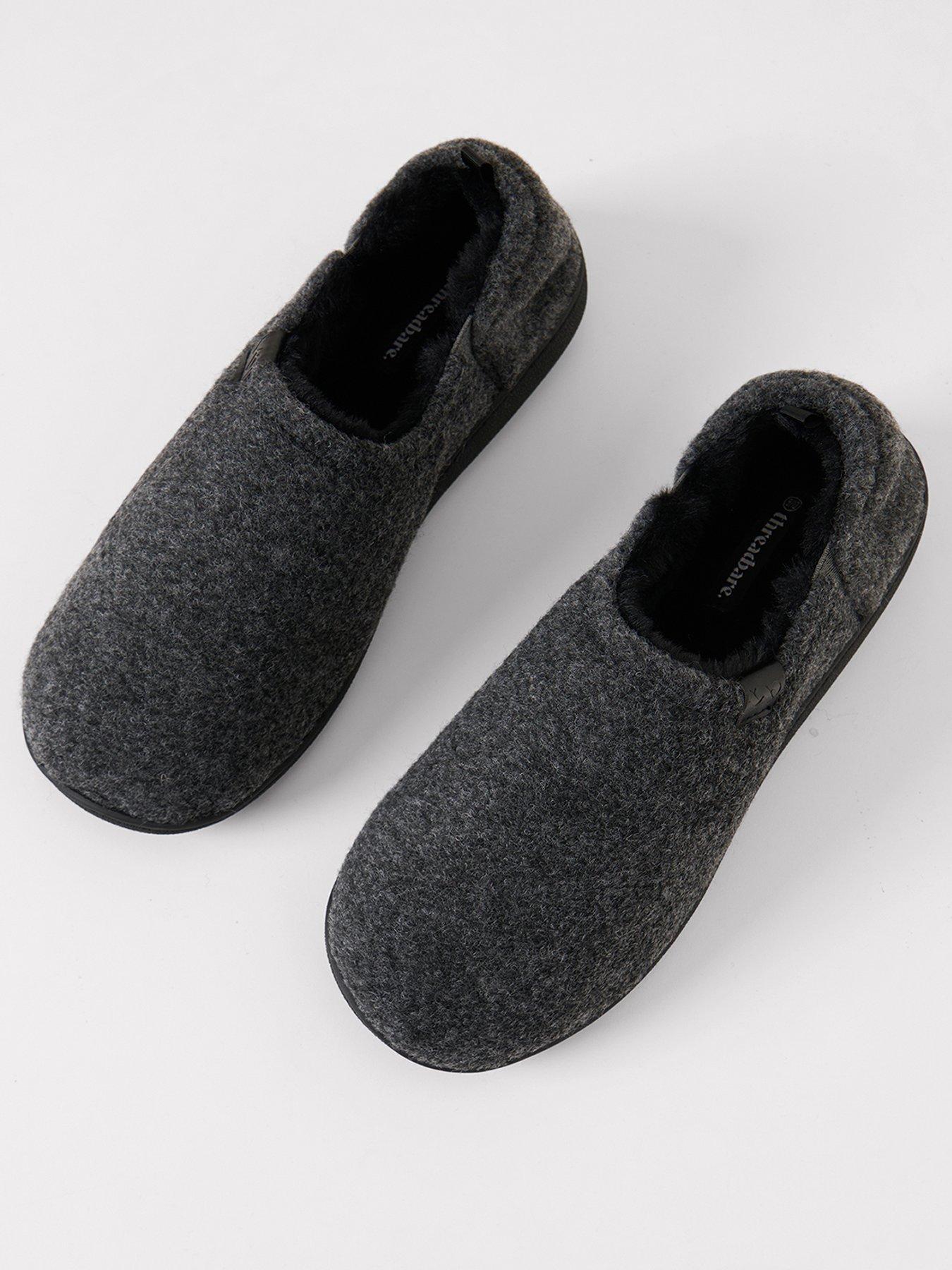 Image 2 of 5 of Threadbare Elasticated Faux Fur Lined Slippers In Charcoal