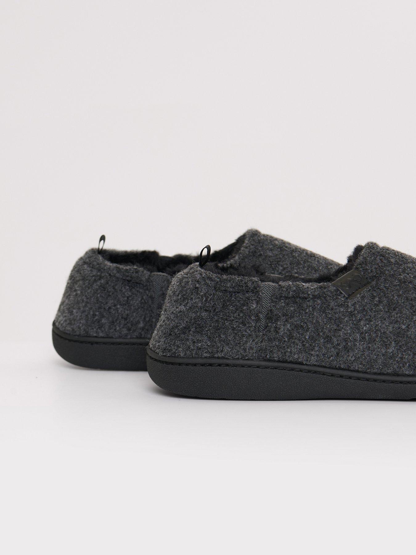 Image 5 of 5 of Threadbare Elasticated Faux Fur Lined Slippers In Charcoal