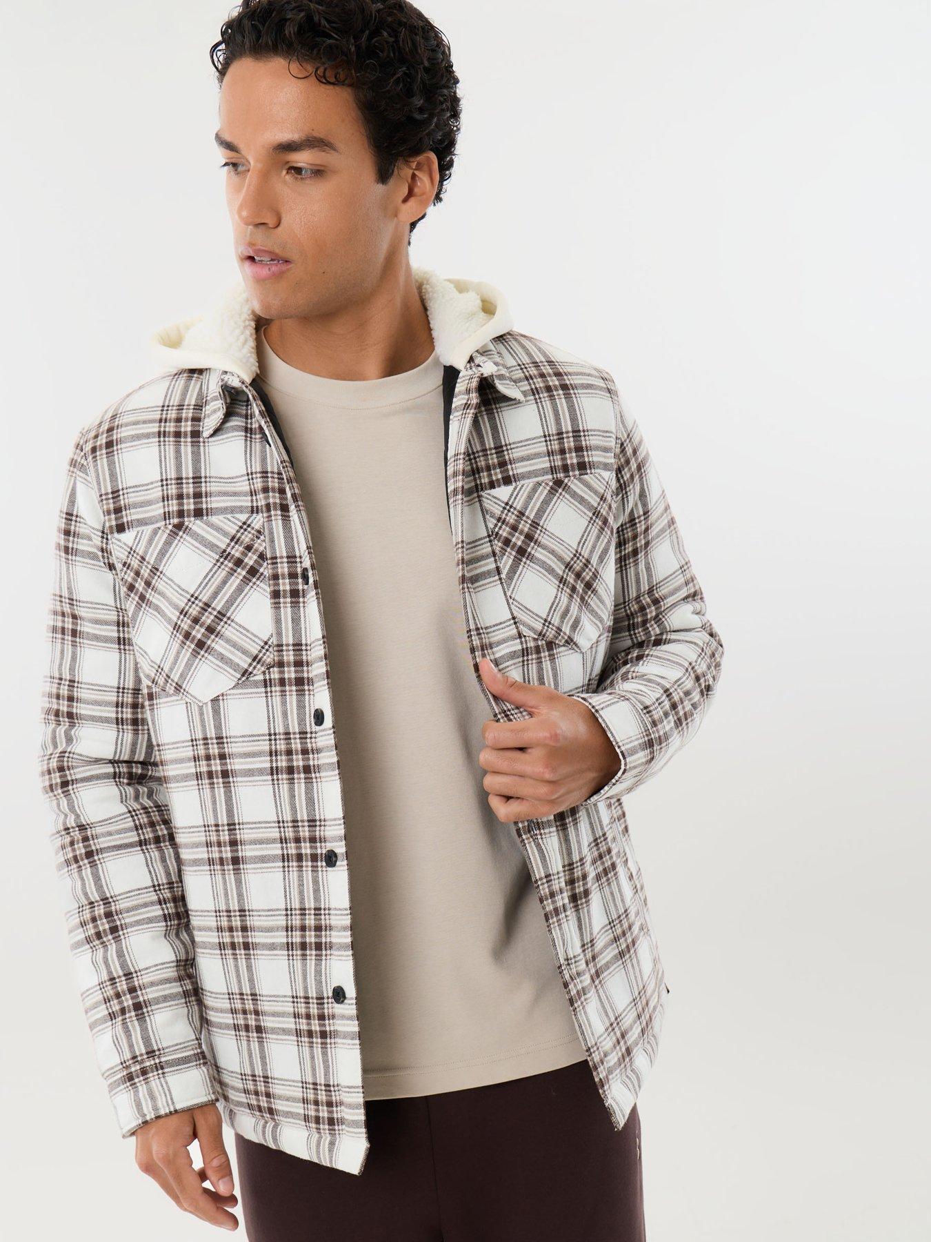 Image 1 of 7 of Threadbare Mens Shacket L/Slv Bourbon - Mersey (Ecru Check)
