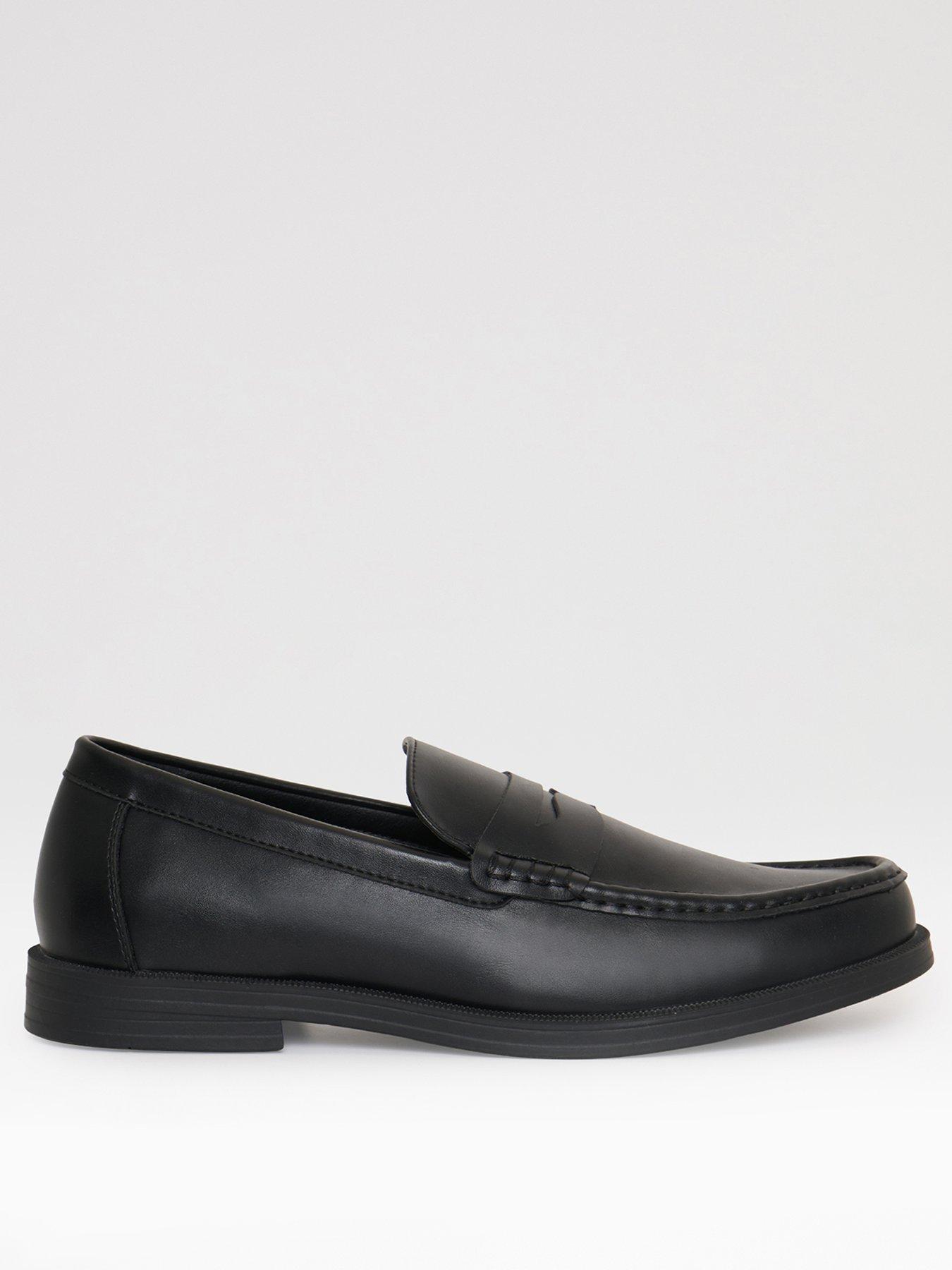 Image 1 of 4 of Threadbare Mens Faux Leather Slip On Penny Loafer - Black