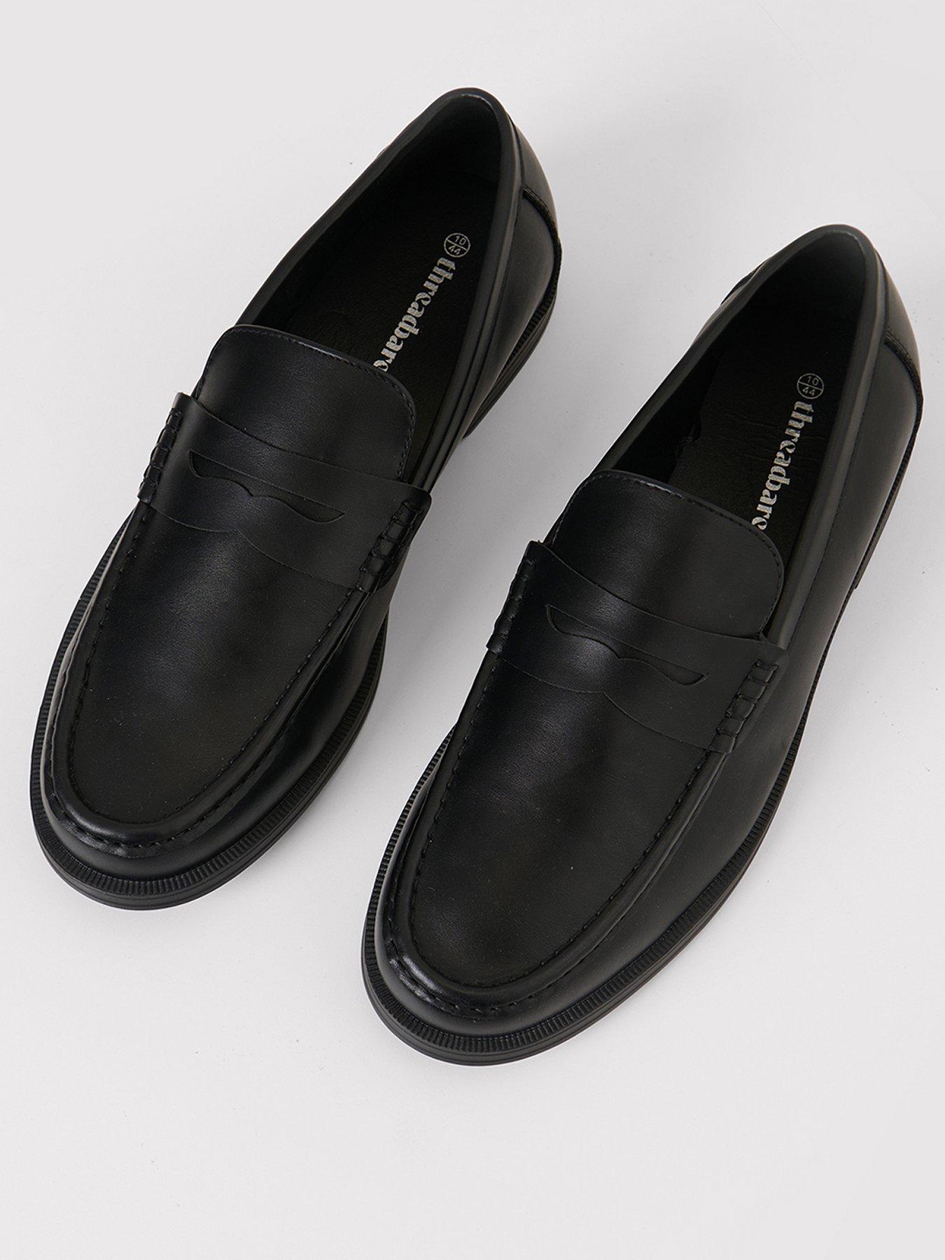 Image 2 of 4 of Threadbare Mens Faux Leather Slip On Penny Loafer - Black