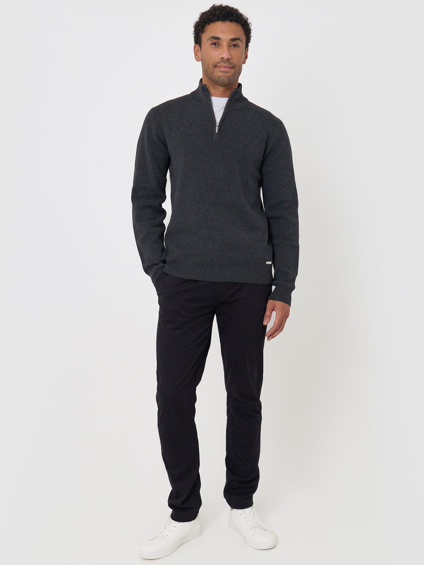 Image 3 of 4 of Threadbare Mens Stand Collar Quarter Zip Jumper - Grey