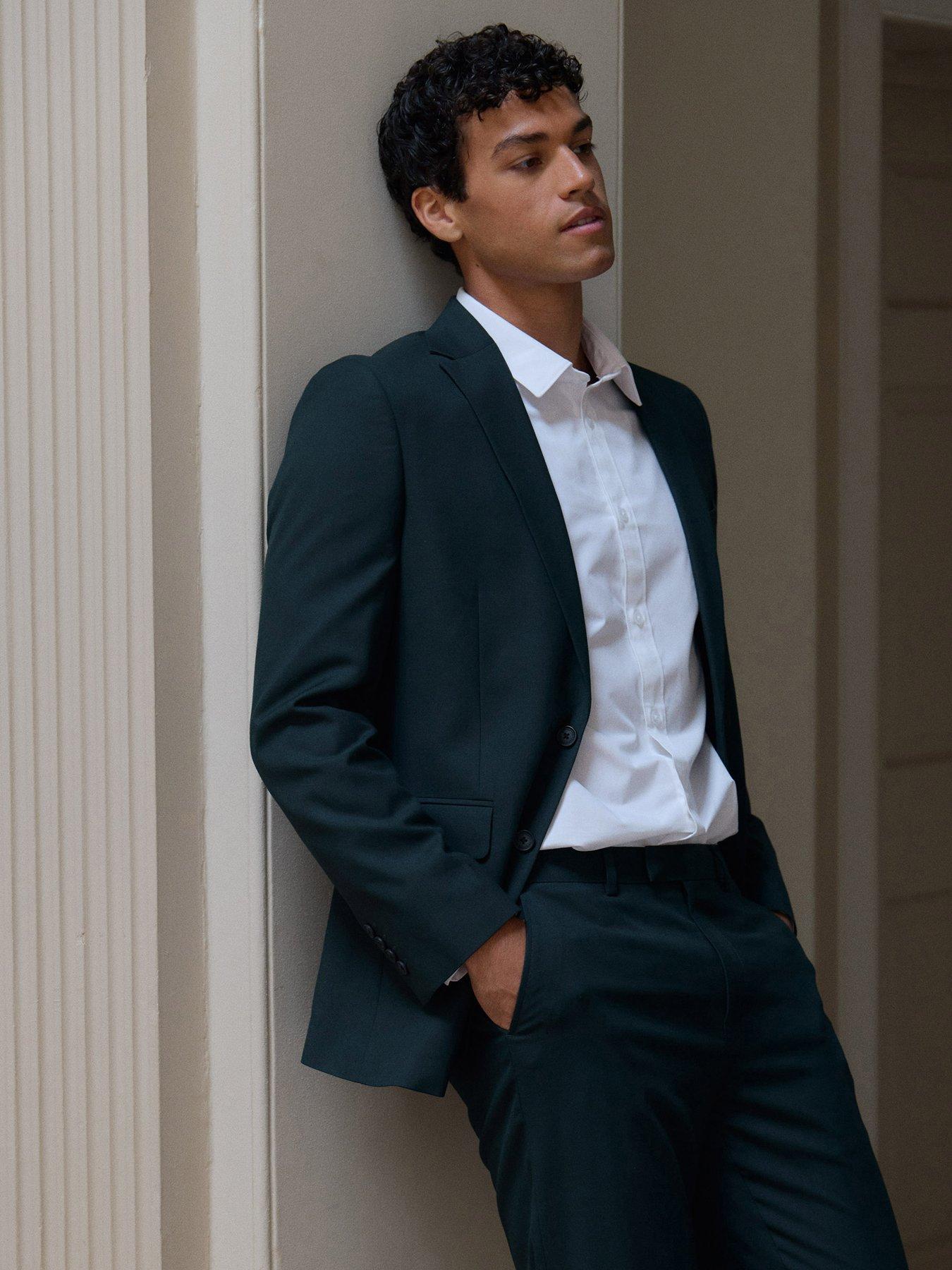 Image 1 of 7 of Threadbare Mens Suit Blazer Bexley - Dark Green