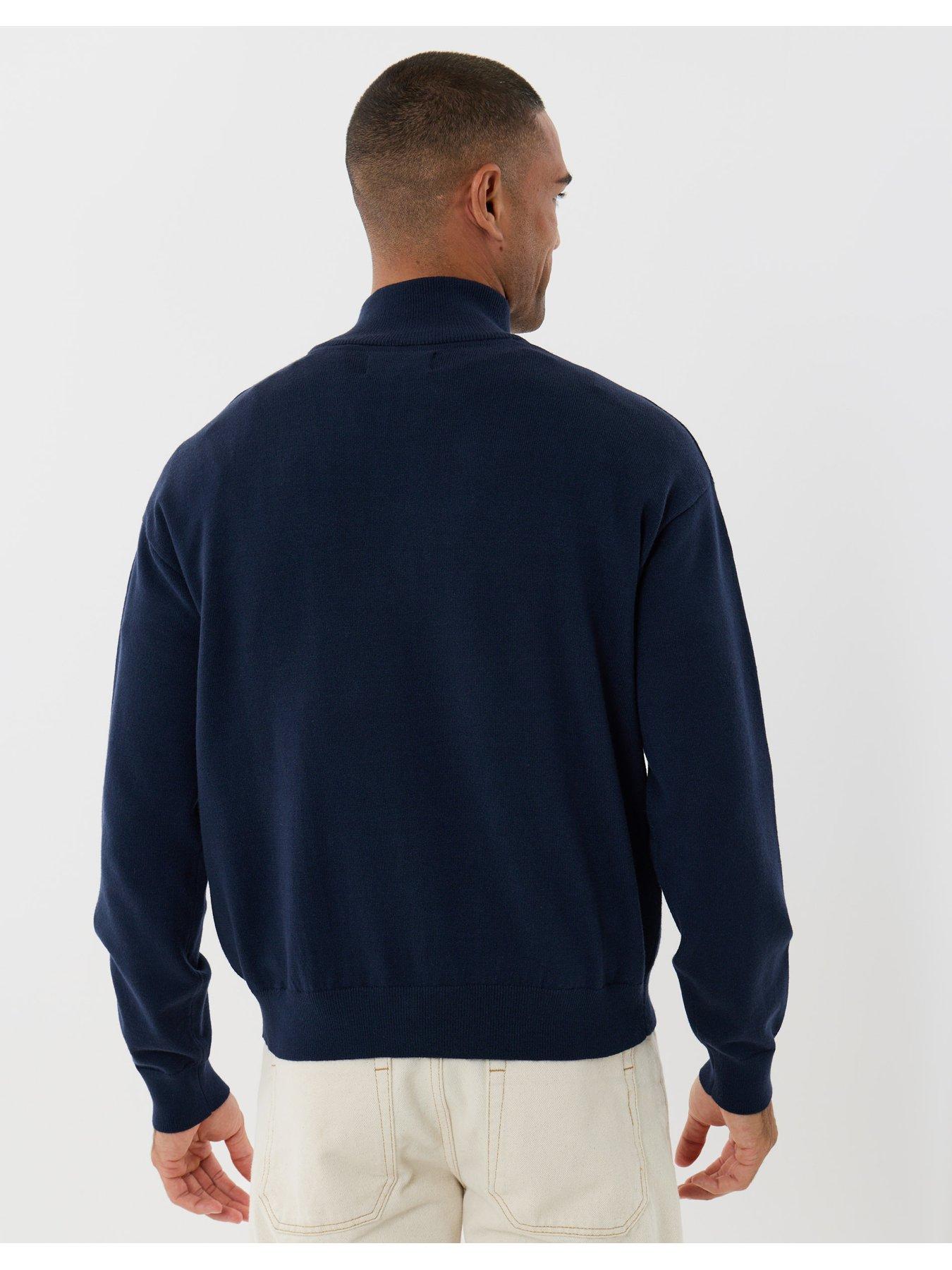 Image 2 of 4 of Threadbare Mens Relaxed Fit Quarter Zip Sweatshirt - Navy