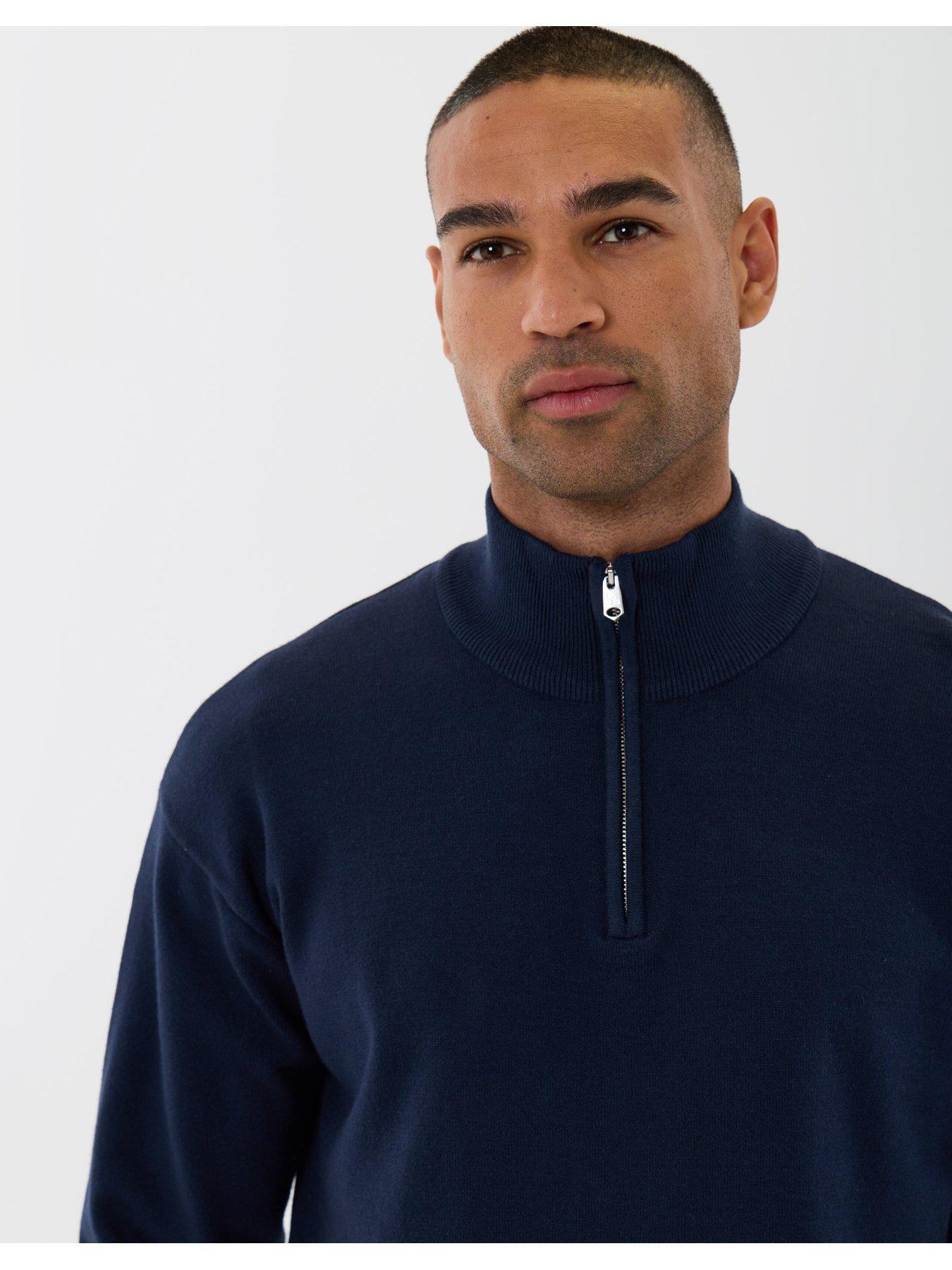 Image 4 of 4 of Threadbare Mens Relaxed Fit Quarter Zip Sweatshirt - Navy