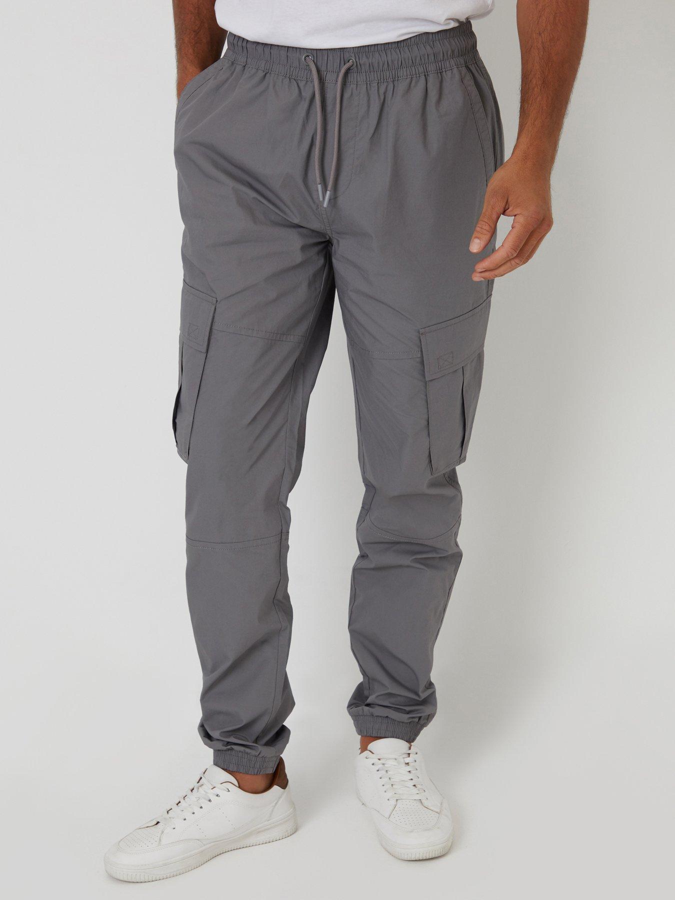 Image 1 of 4 of Threadbare Mens Prince Drawstring Waist Cargo Tapered Trousers - Grey
