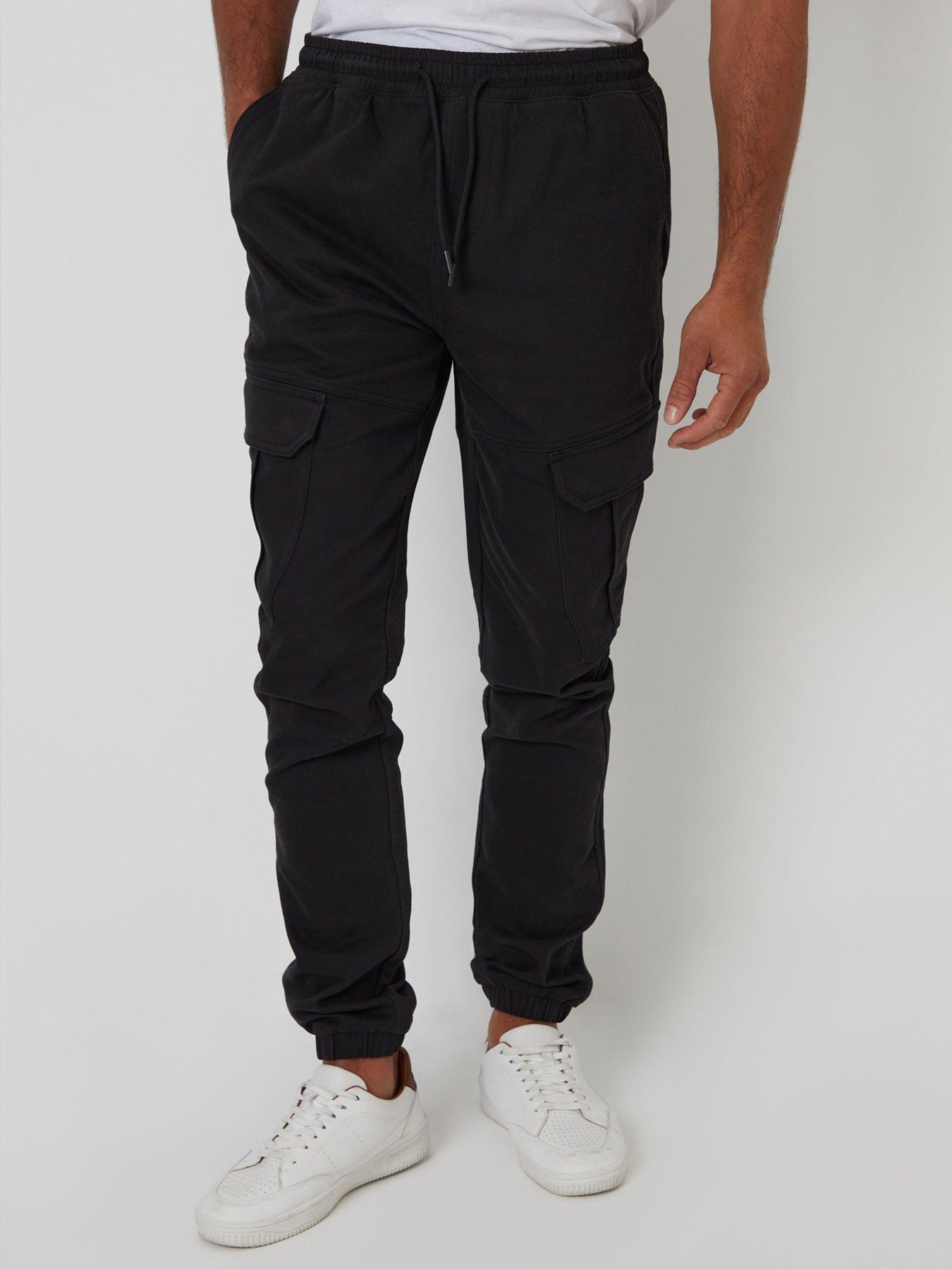 Image 1 of 4 of Threadbare Mens Garrix Slim Fit Cargo Cuffed Trousers - Black