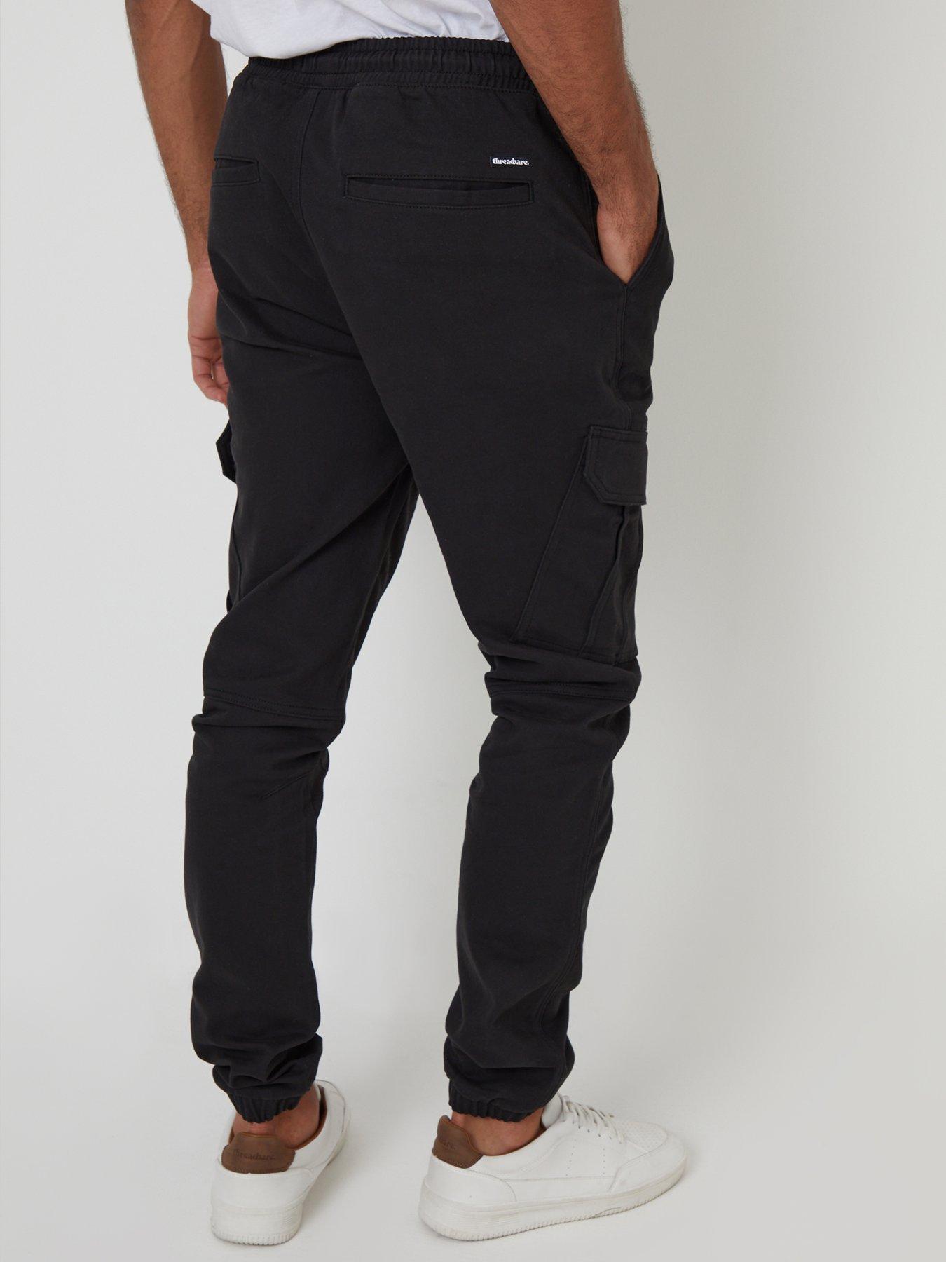 Image 2 of 4 of Threadbare Mens Garrix Slim Fit Cargo Cuffed Trousers - Black