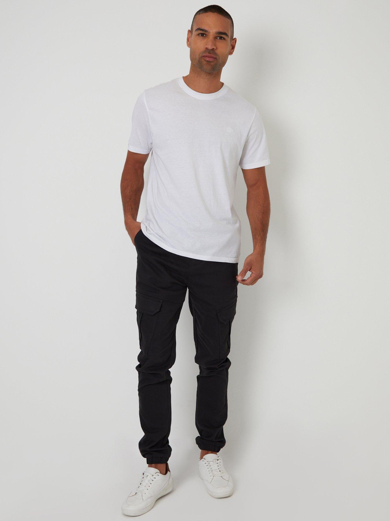 Image 3 of 4 of Threadbare Mens Garrix Slim Fit Cargo Cuffed Trousers - Black