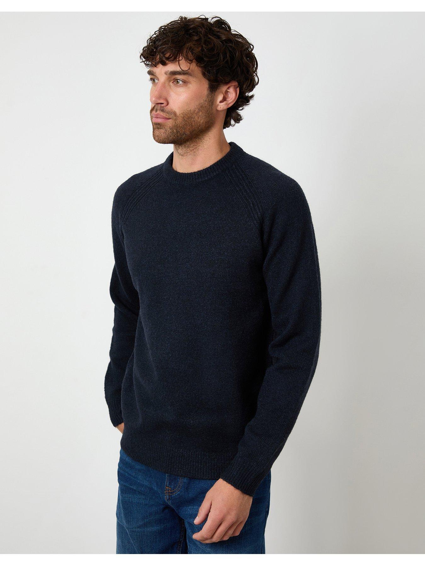 Image 1 of 4 of Threadbare Mens Raglan Rib Knit Crew Neck Jumper - Navy