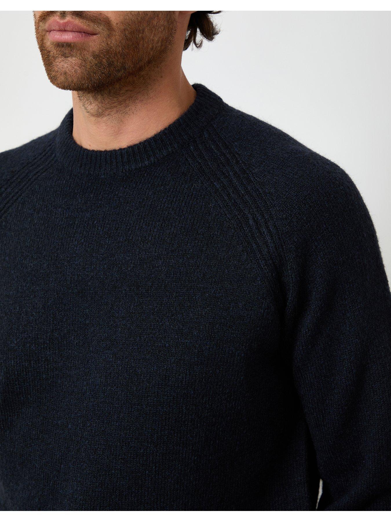 Image 4 of 4 of Threadbare Mens Raglan Rib Knit Crew Neck Jumper - Navy