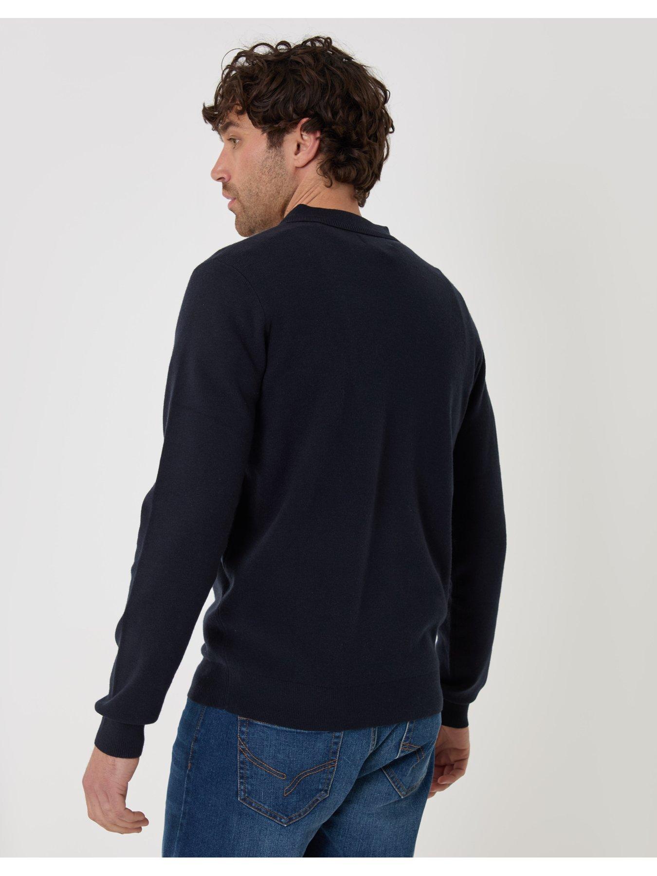 Image 2 of 4 of Threadbare Boxy Fit Quarter Zip Polo Sweatshirt In Navy