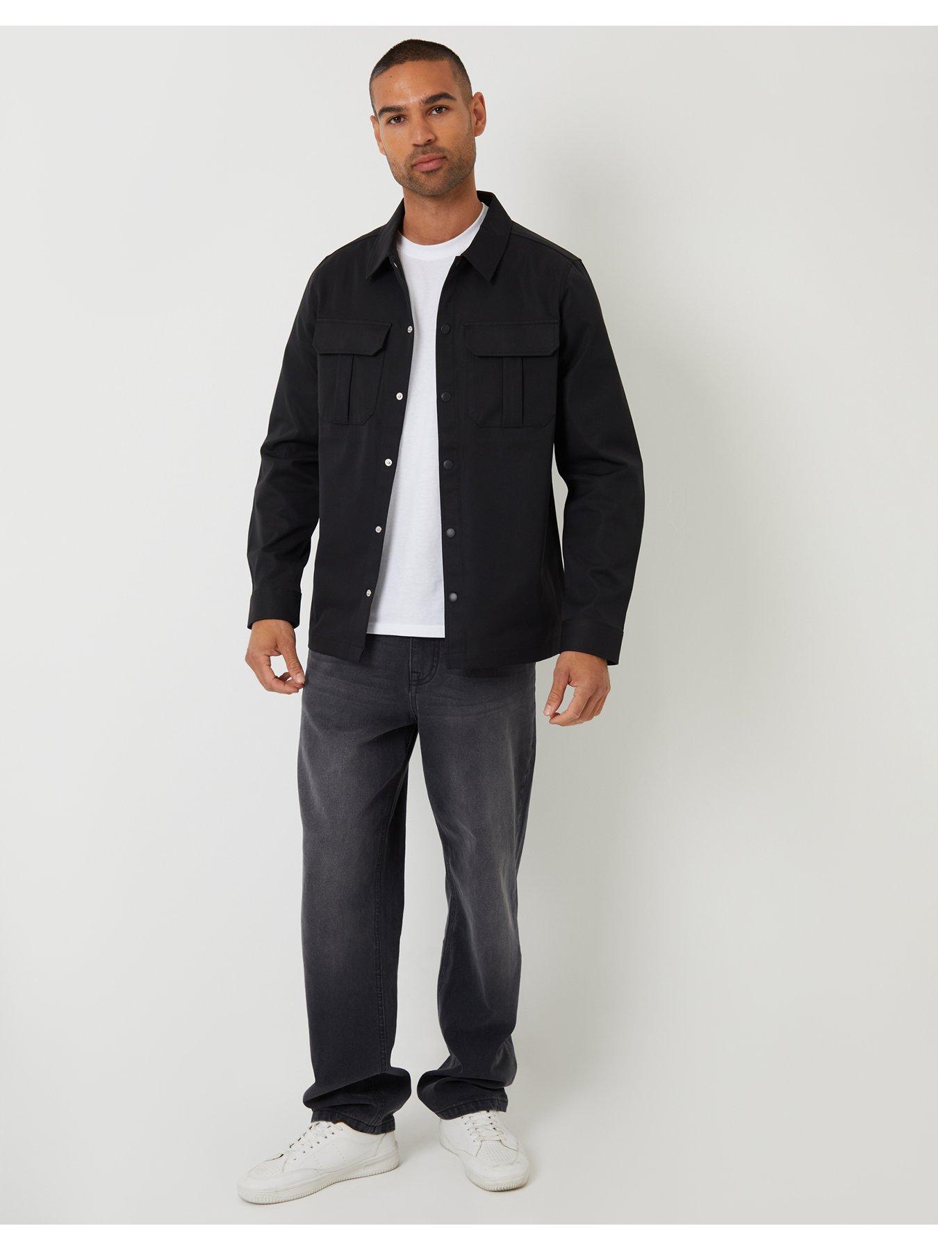 Image 3 of 6 of Threadbare Mens Patch Pocket Popper Front Overshirt - Black