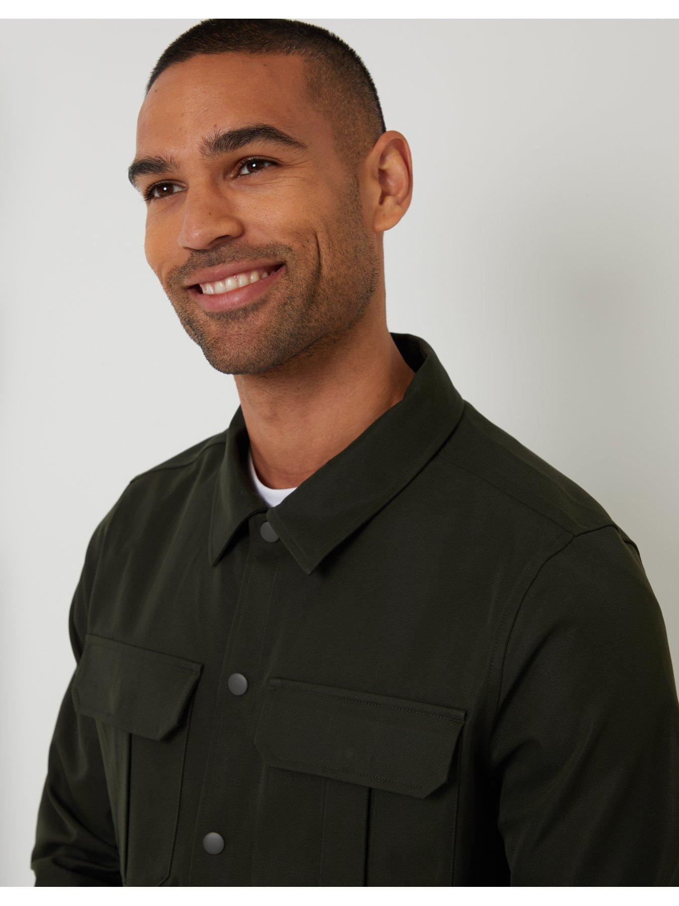 Image 4 of 6 of Threadbare Mens Patch Pocket Popper Front Overshirt - Black