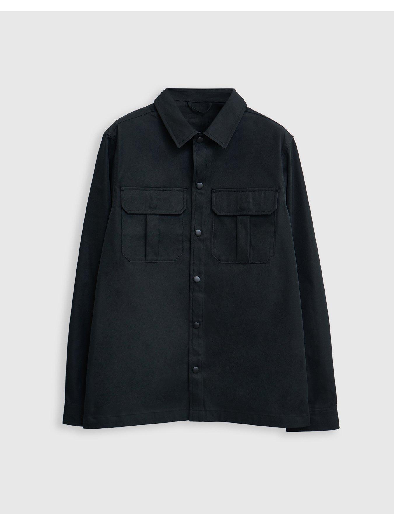 Image 6 of 6 of Threadbare Mens Patch Pocket Popper Front Overshirt - Black