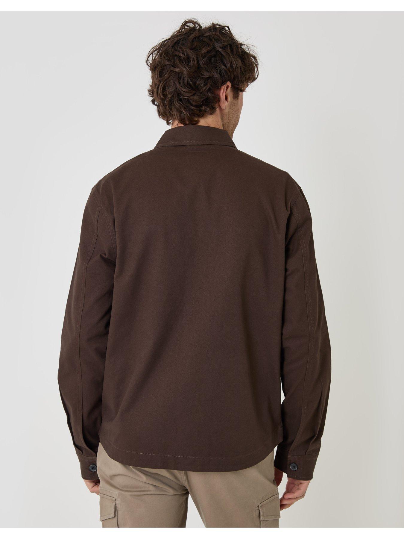 Image 3 of 6 of Threadbare Men's Cotton Twill Button Through Pocket Shacket - Chocolate Brown