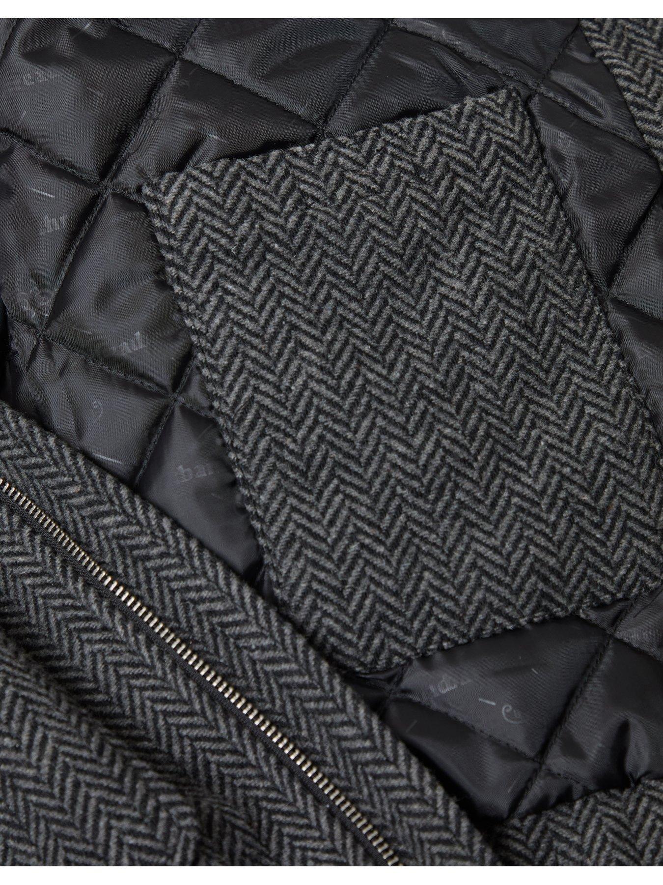 Image 6 of 6 of Threadbare Herringbone Faux Wool Collared Jacket In Slate Grey