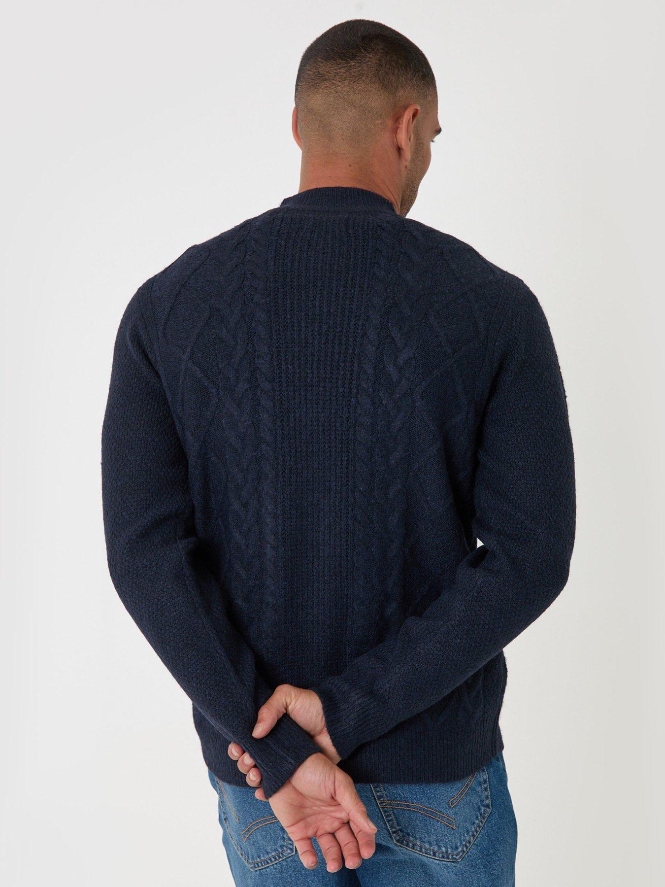 Image 2 of 5 of Threadbare Mens Knitted Full Zip Kerrystone - Navy Marl 7gg