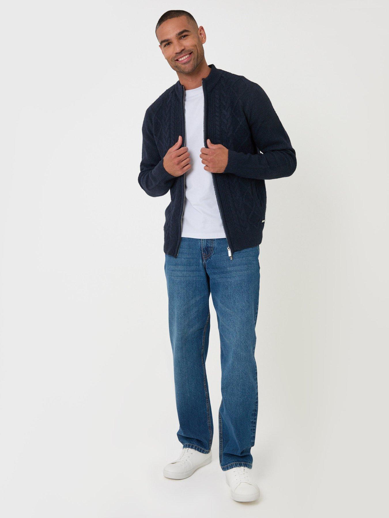 Image 3 of 5 of Threadbare Mens Knitted Full Zip Kerrystone - Navy Marl 7gg