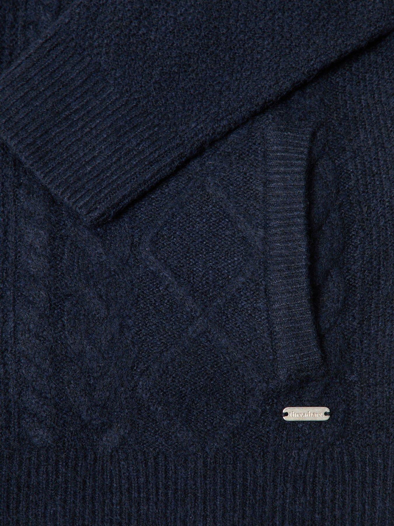 Image 5 of 5 of Threadbare Mens Knitted Full Zip Kerrystone - Navy Marl 7gg