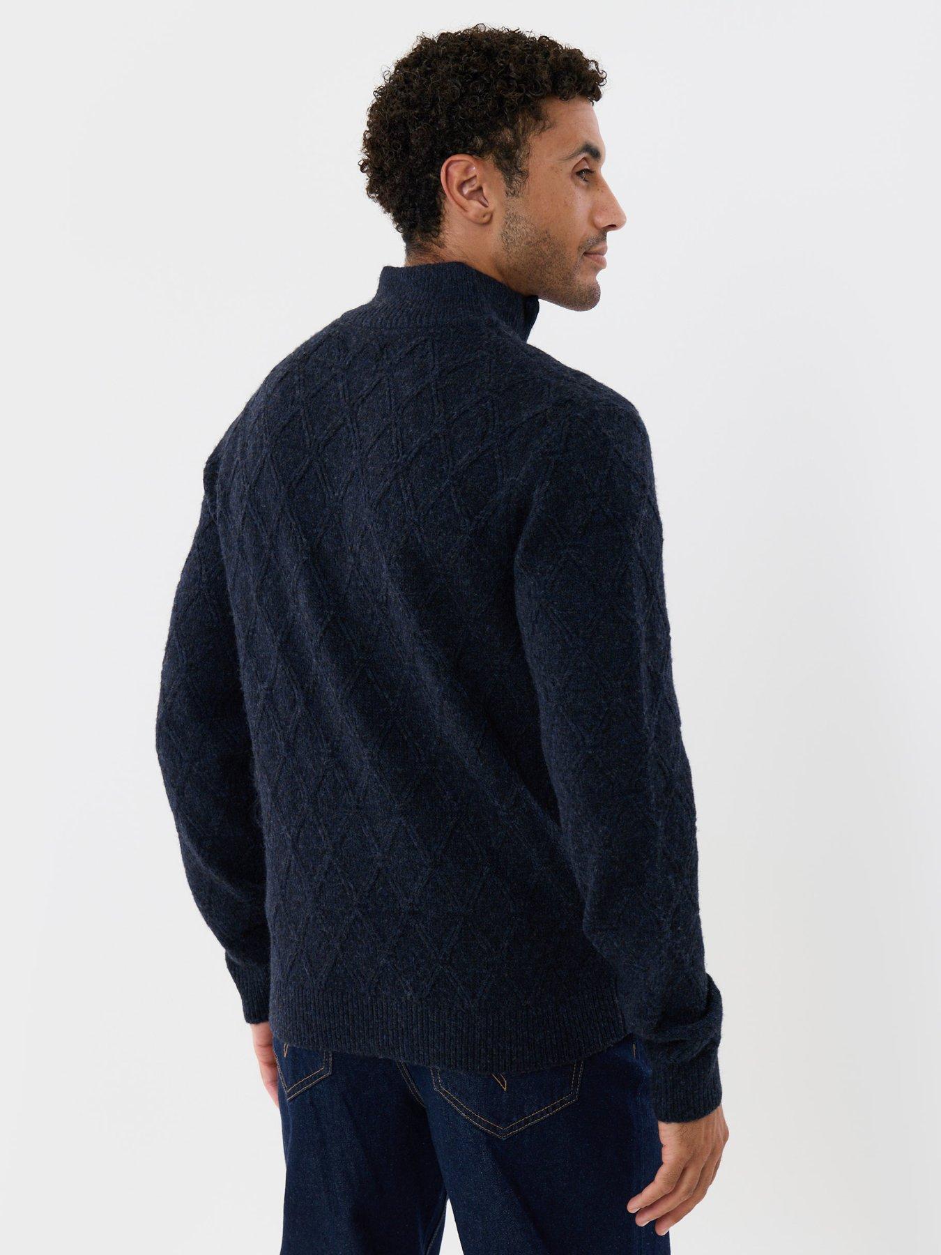 Image 2 of 5 of Threadbare Mens Panmure 1/4 Zip Textured Knit Jumper - Navy