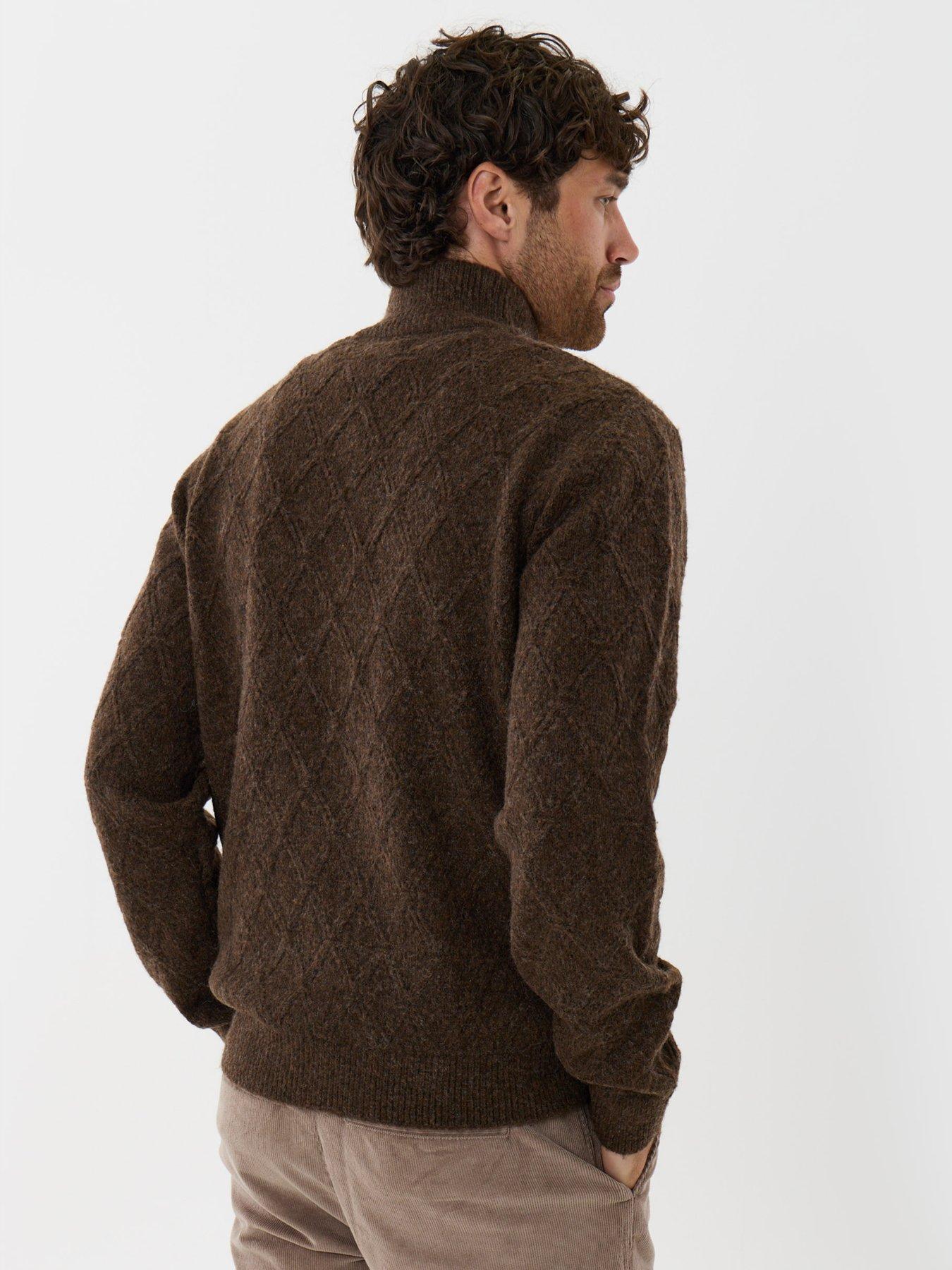 Image 2 of 4 of Threadbare Mens Panmure 1/4 Zip Textured Knit Jumper - Chocolate