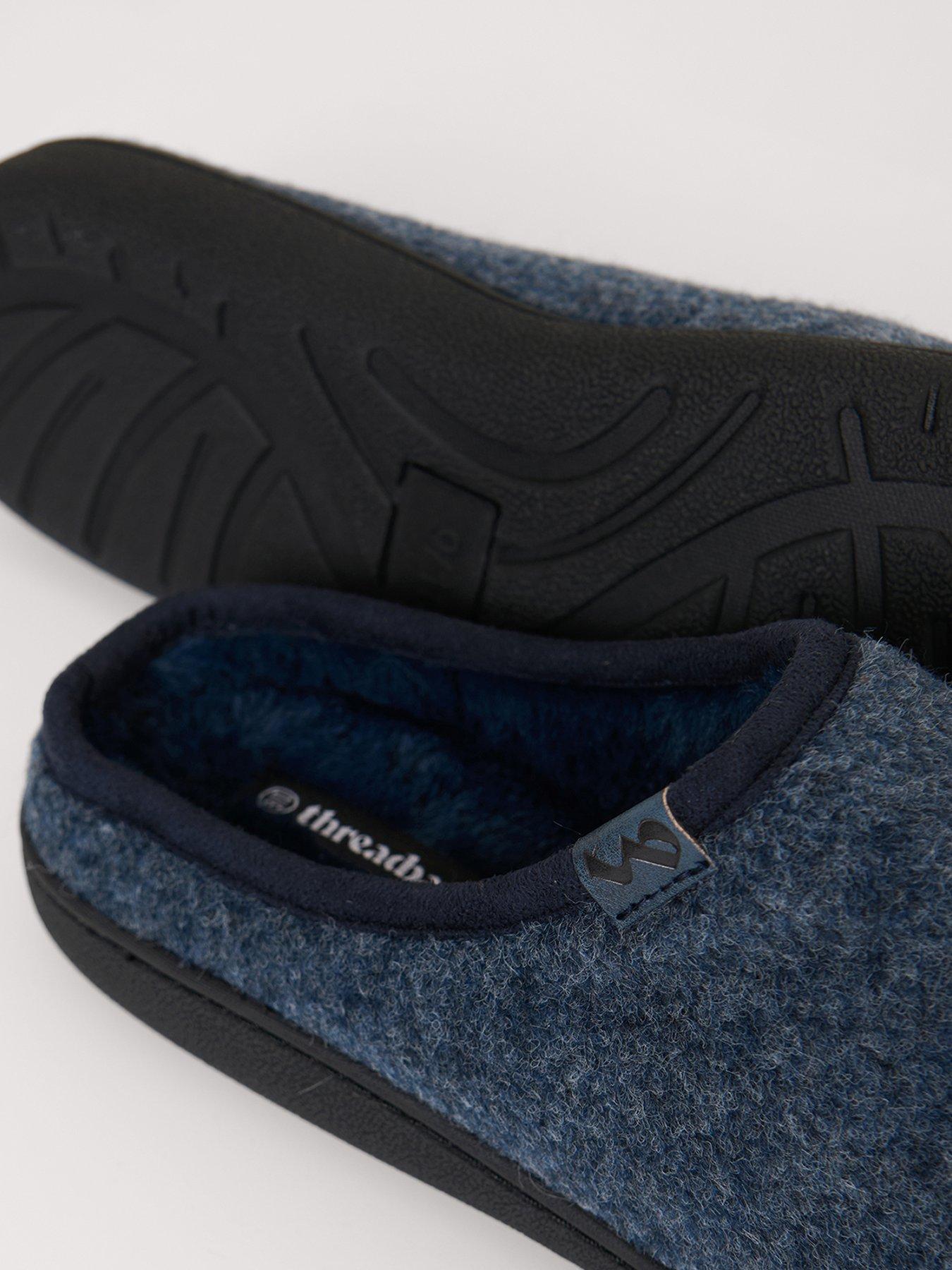 Image 3 of 5 of Threadbare Textured Faux Fur Lined Mule Slippers In Denim Blue