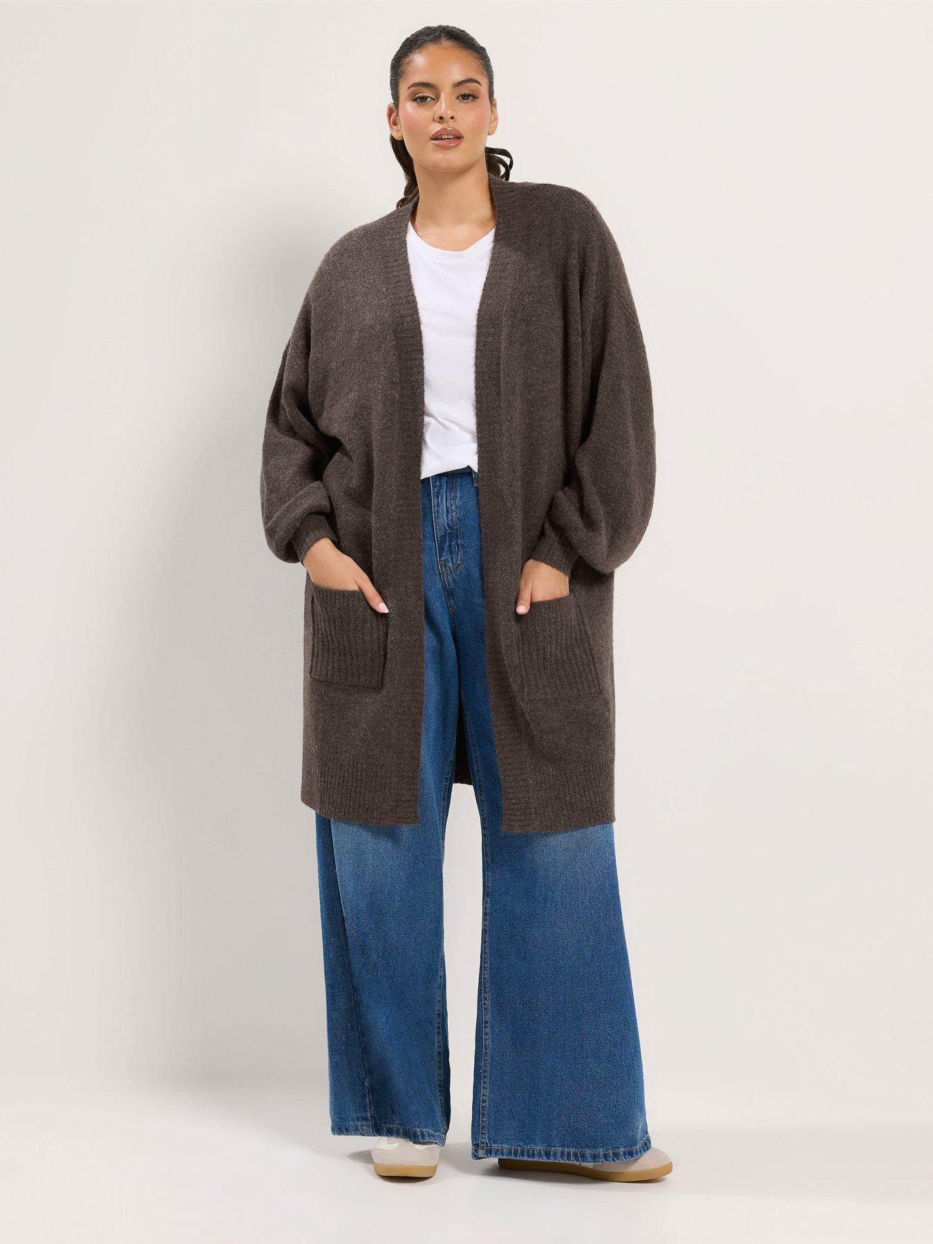 Image 3 of 4 of Yours Curve Balloon Sleeve Midi Cardigan