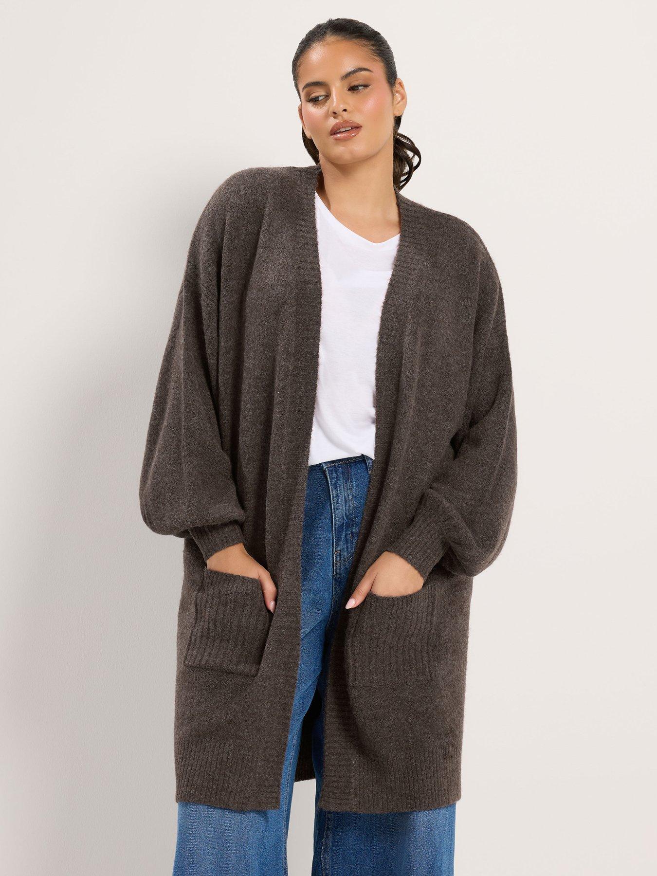 Image 4 of 4 of Yours Curve Balloon Sleeve Midi Cardigan