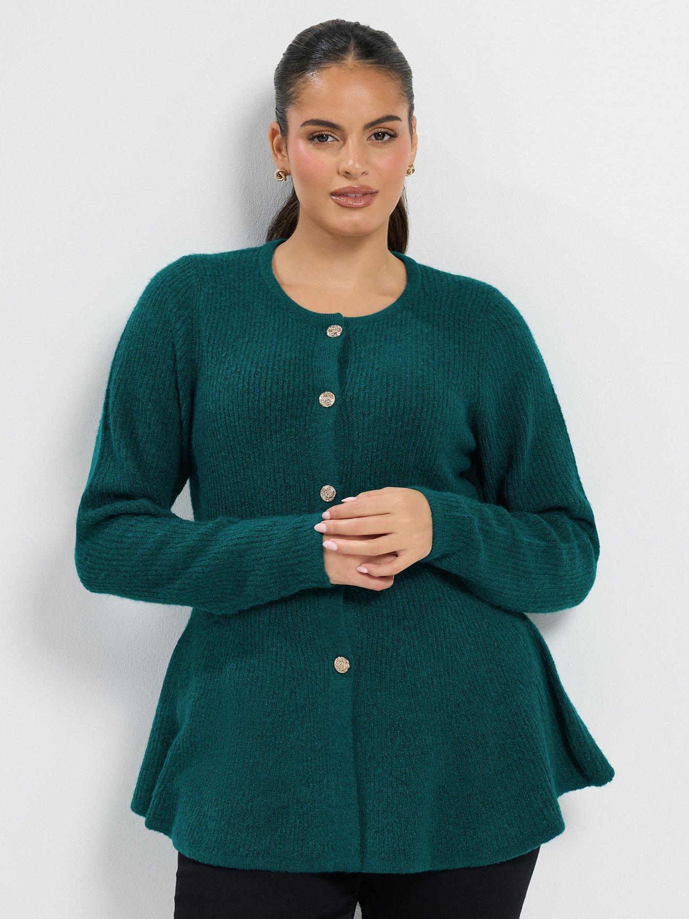 Image 1 of 4 of Yours Curve Peplum Flash Yarn Cardigan