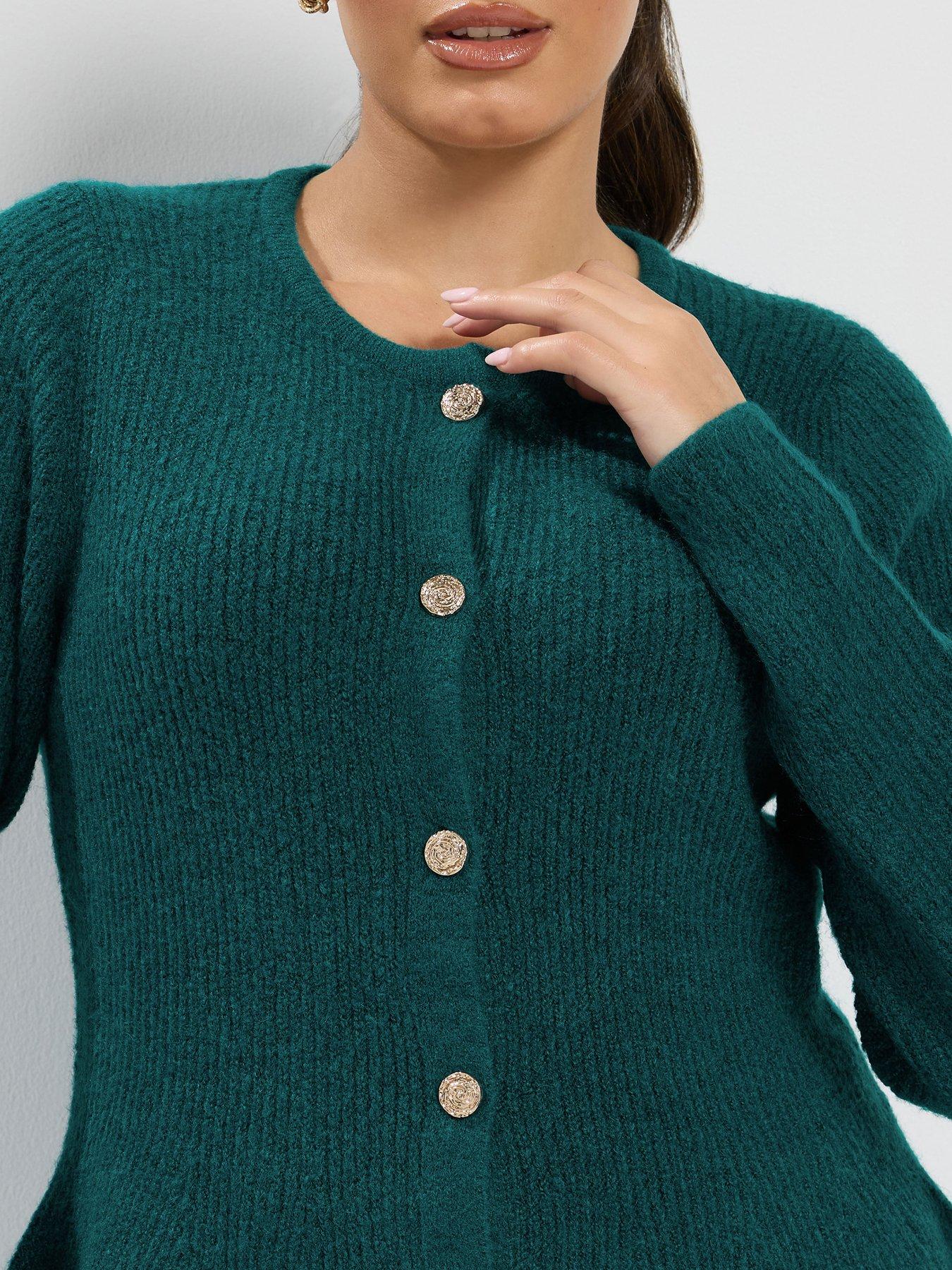 Image 4 of 4 of Yours Curve Peplum Flash Yarn Cardigan