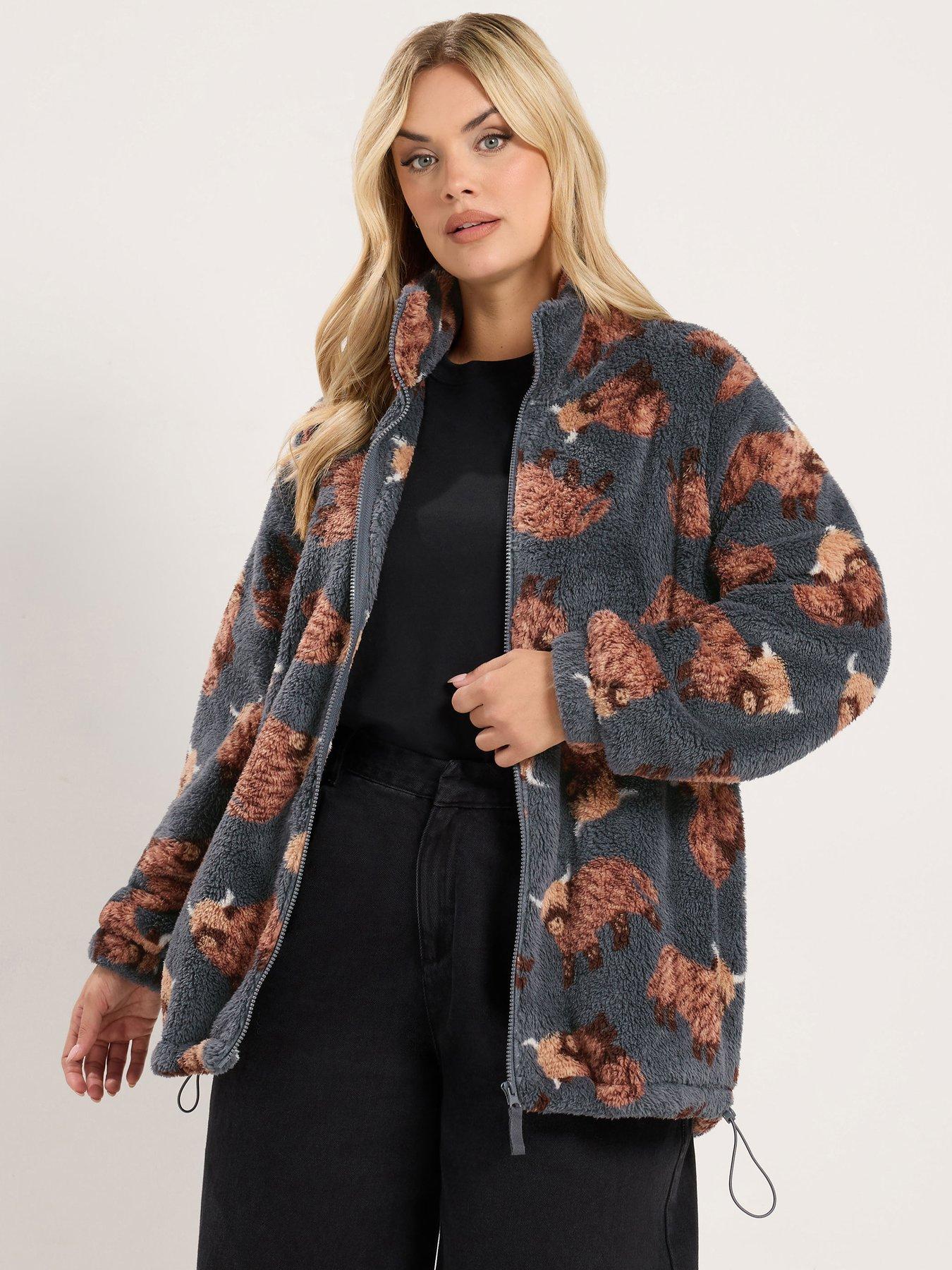 Image 1 of 4 of Yours Curve Zip Through Feather Fleece Jacket