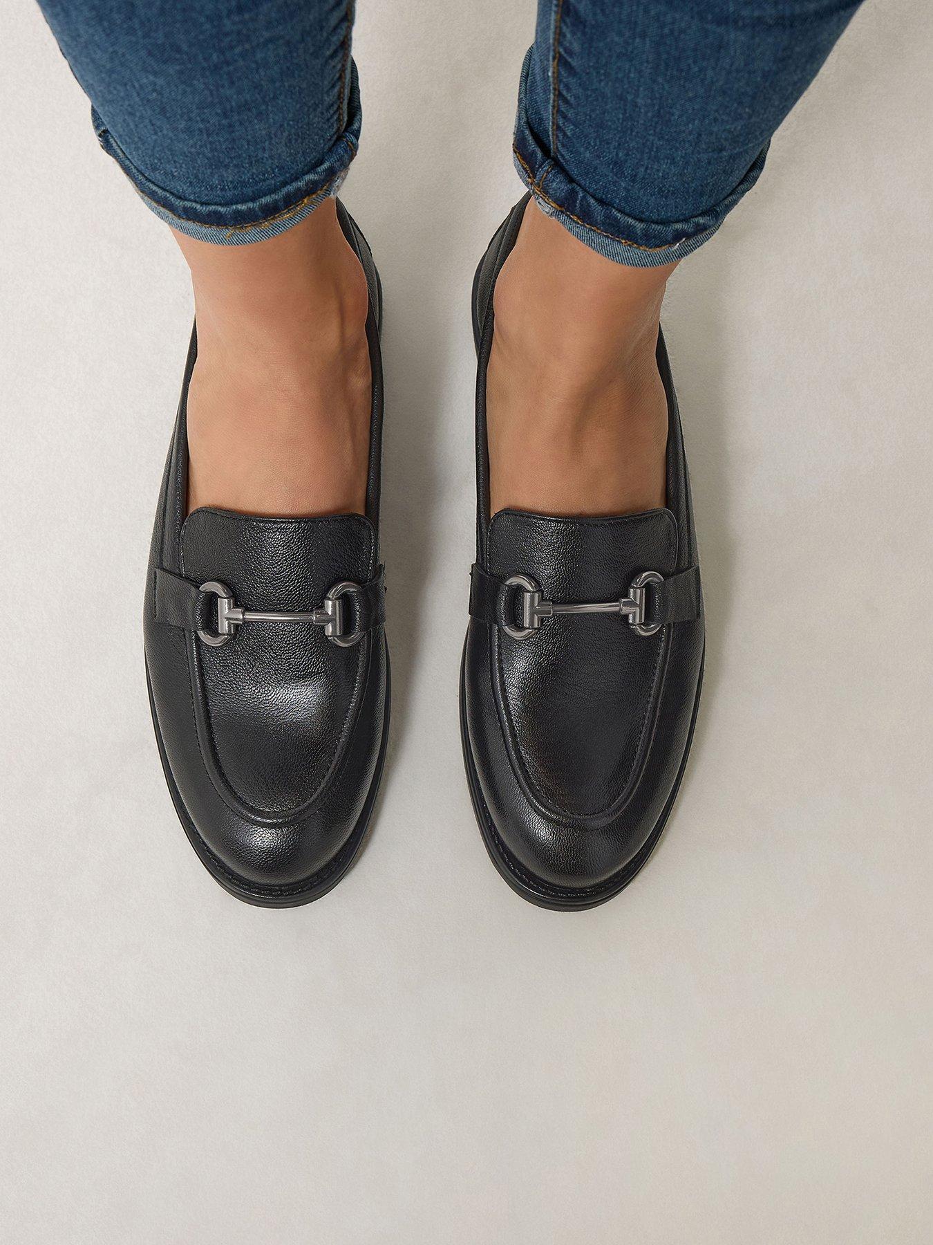 Image 1 of 4 of Yours Womens Snaffle Trim Leather Loafers - Black