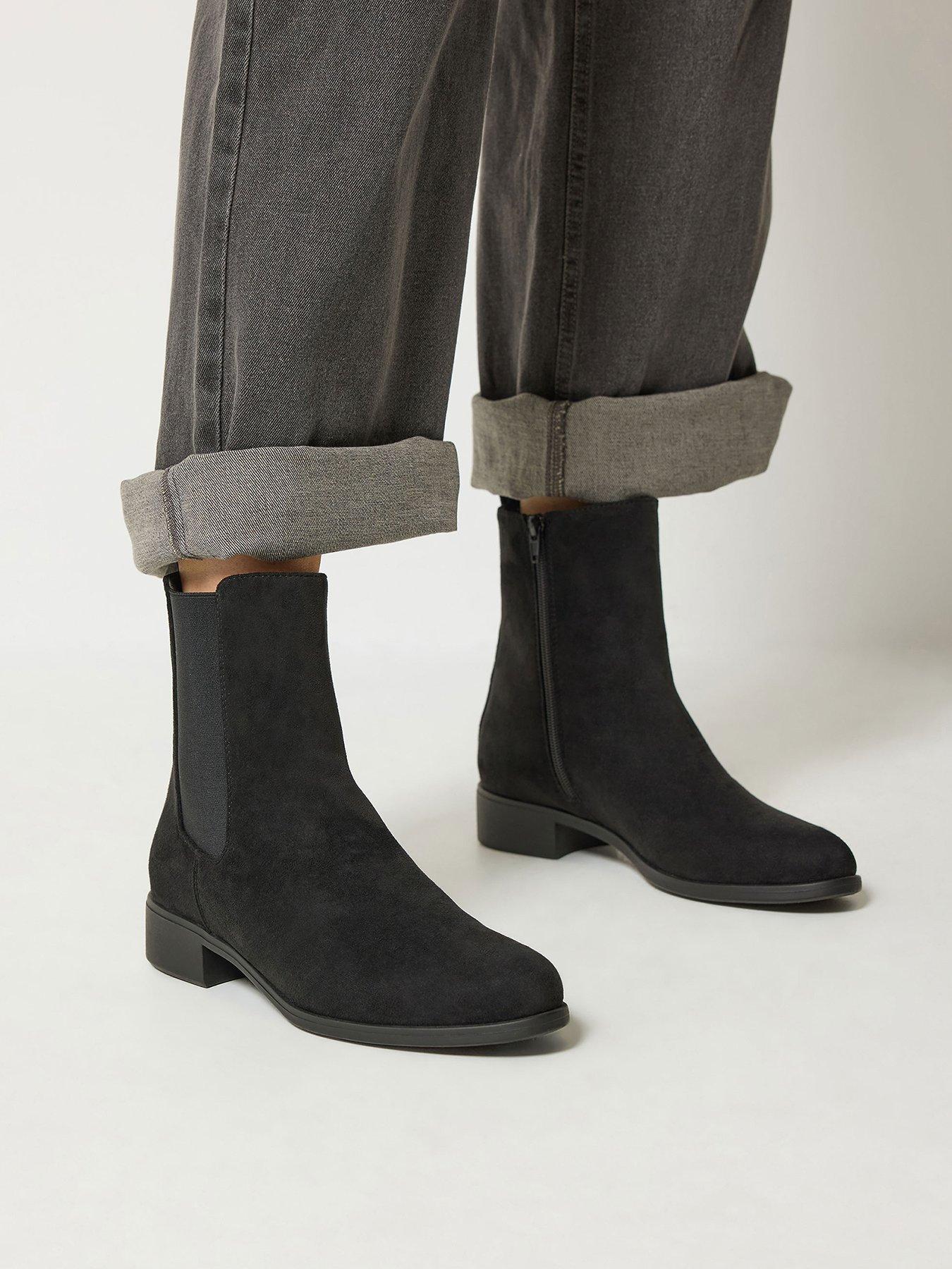 Image 1 of 4 of Yours Womens Chelsea Boots with Side Zip Low Block Heel - Black