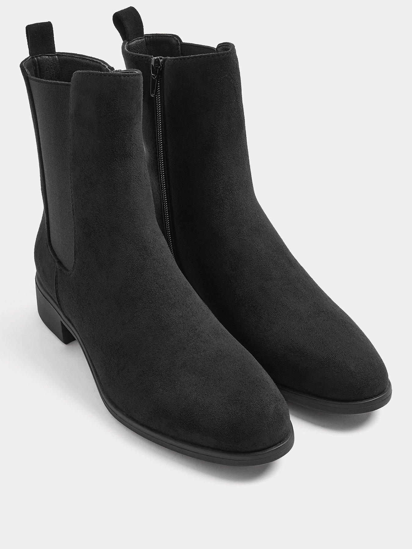 Image 2 of 4 of Yours Womens Chelsea Boots with Side Zip Low Block Heel - Black