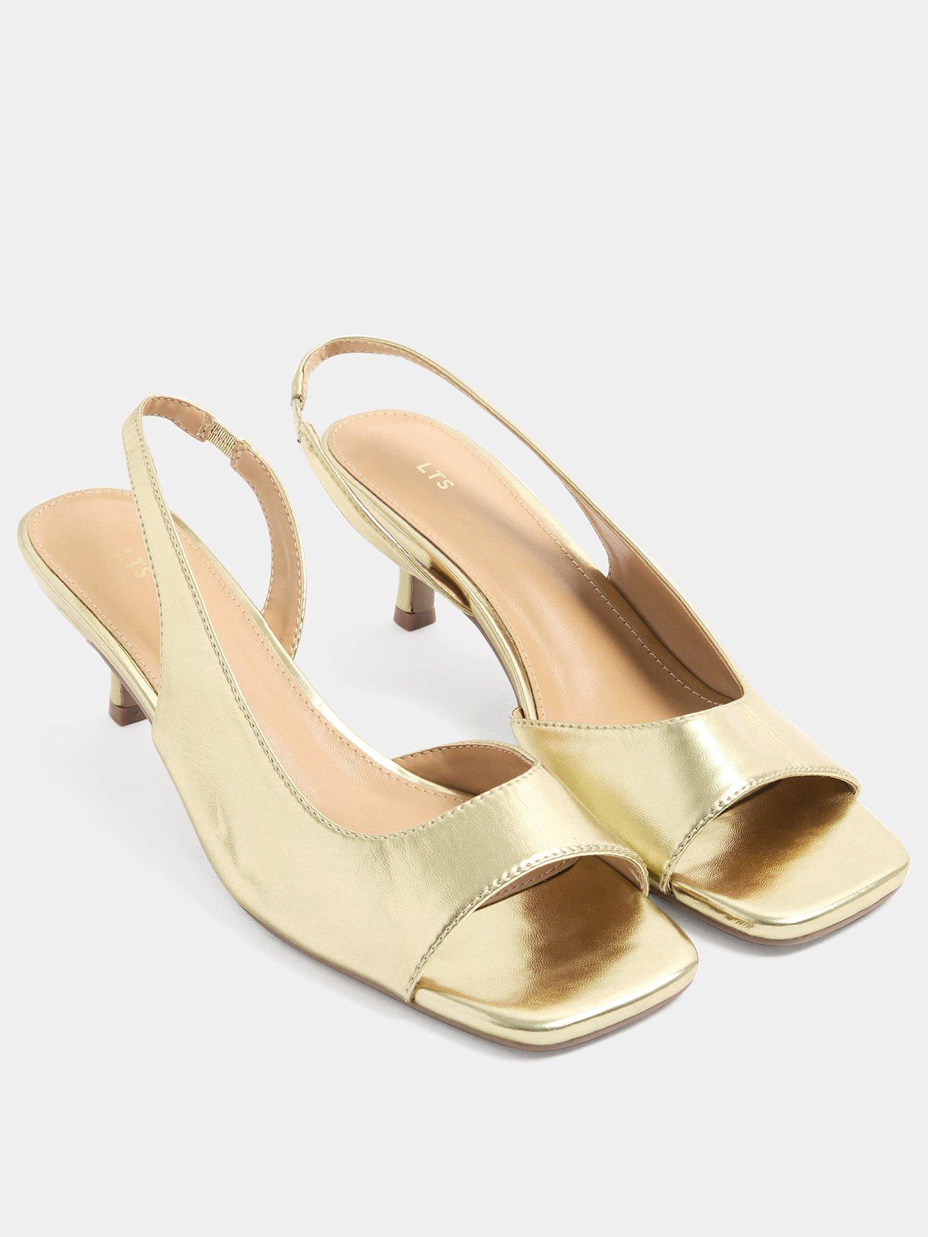Image 2 of 4 of Yours Womens Asymmetric Metallic Kitten Heel Sandals - Gold